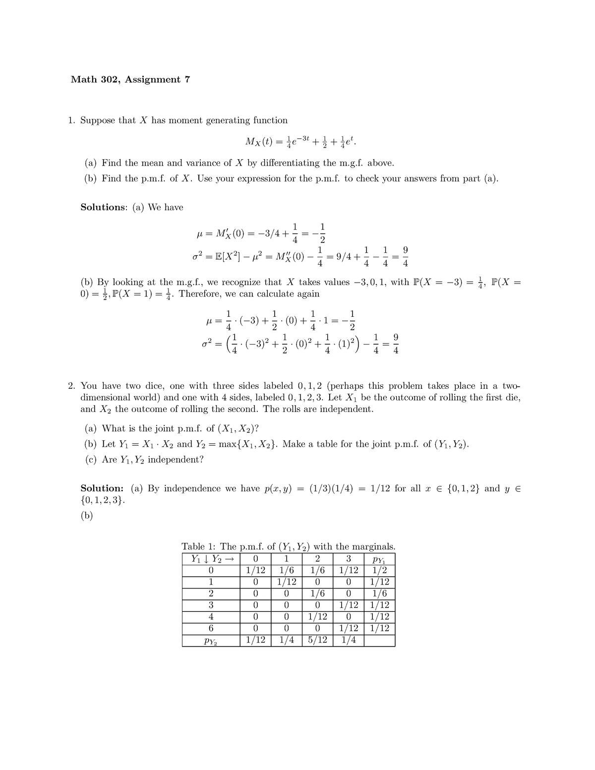 Hw7 Solutions Fall Math 302 Ubc Studocu