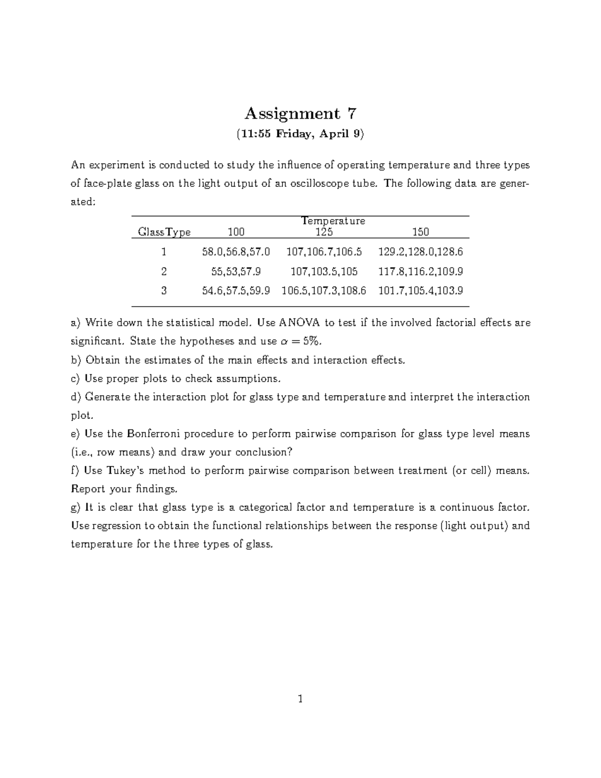 Homework 7 STAT 514 - Assignment 7 (11:55 Friday, April 9) An ...