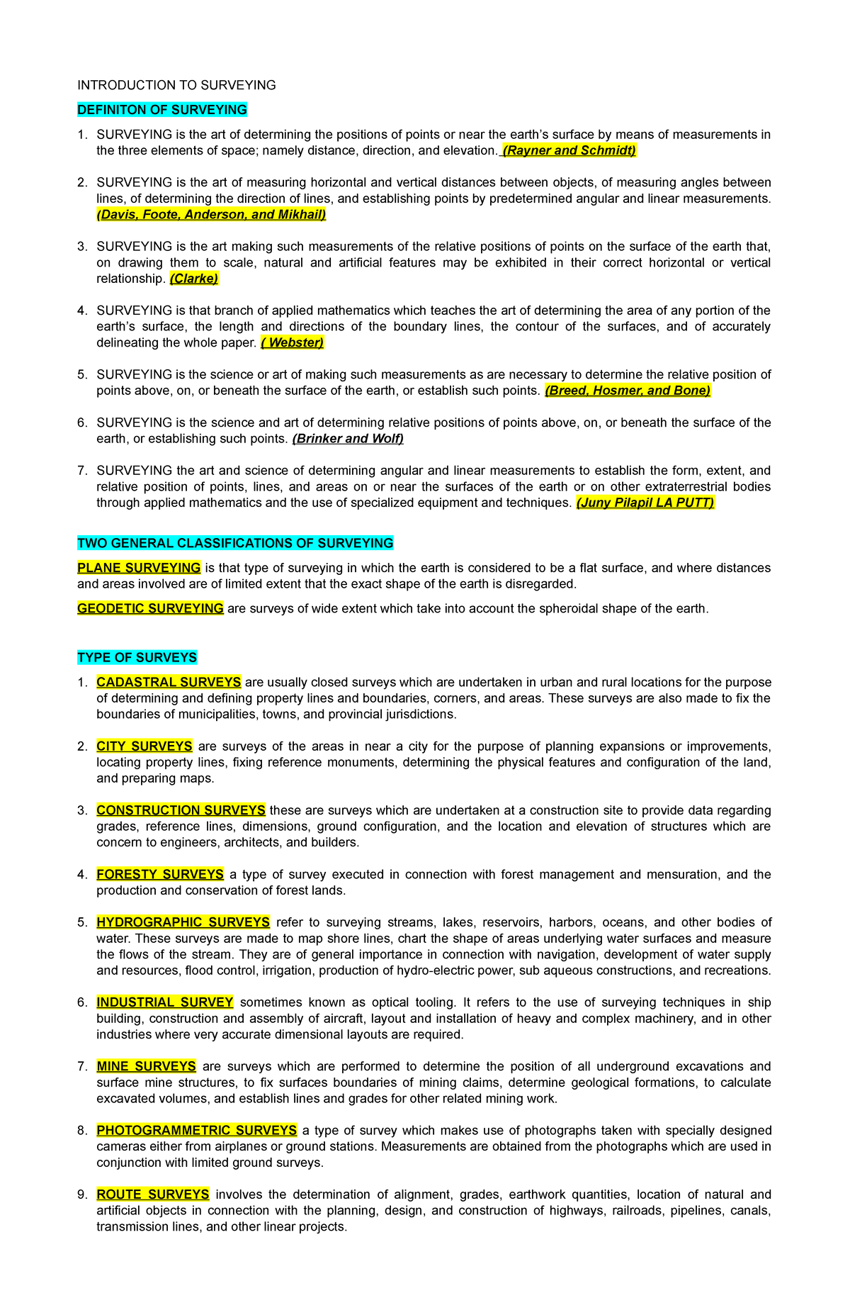 Introduction TO Surveying - INTRODUCTION TO SURVEYING DEFINITON OF ...