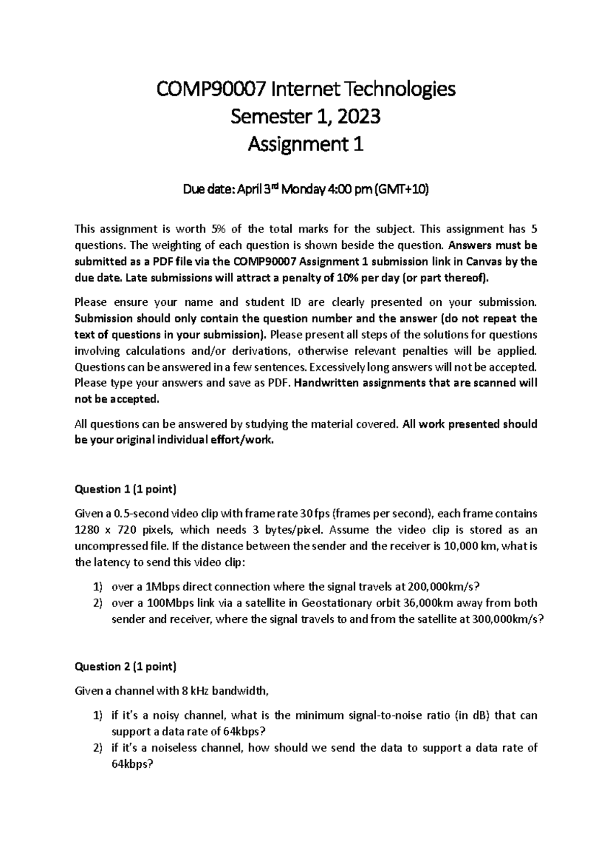 8611 assignment questions spring 2023