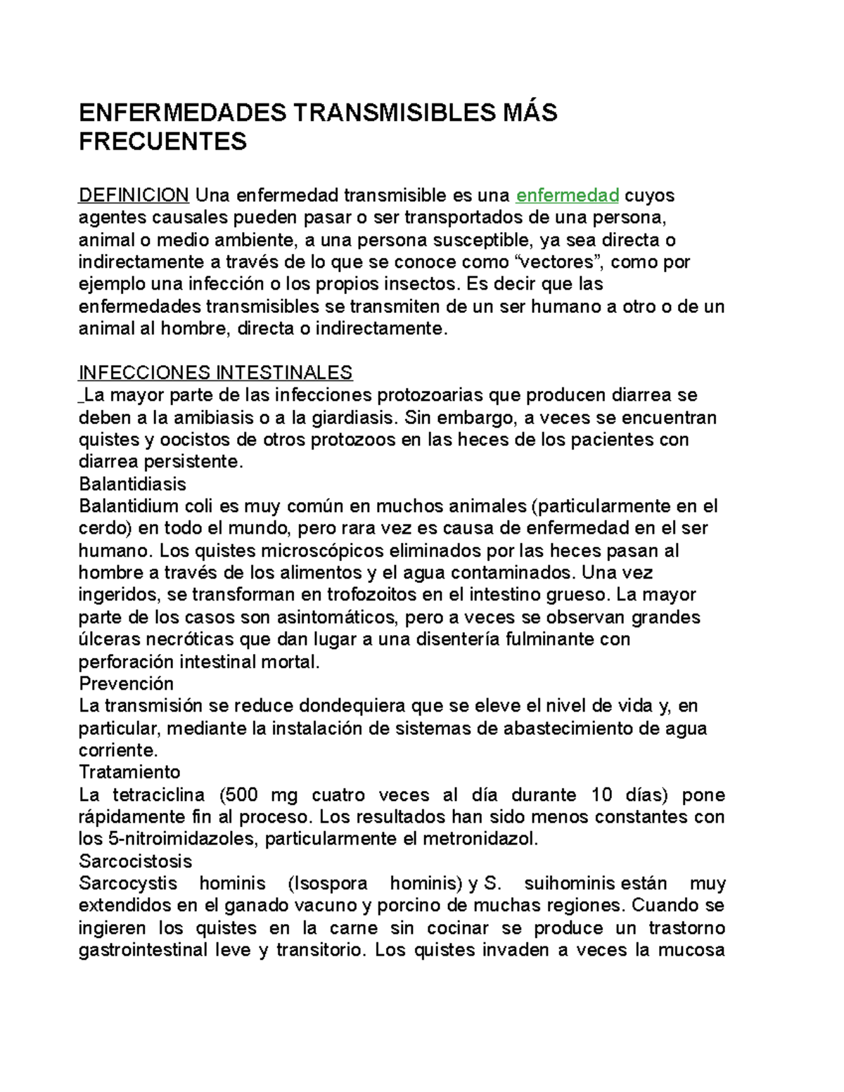 Enfermedades Transmisibles MÁS Frecuentes - ENFERMEDADES TRANSMISIBLES ...