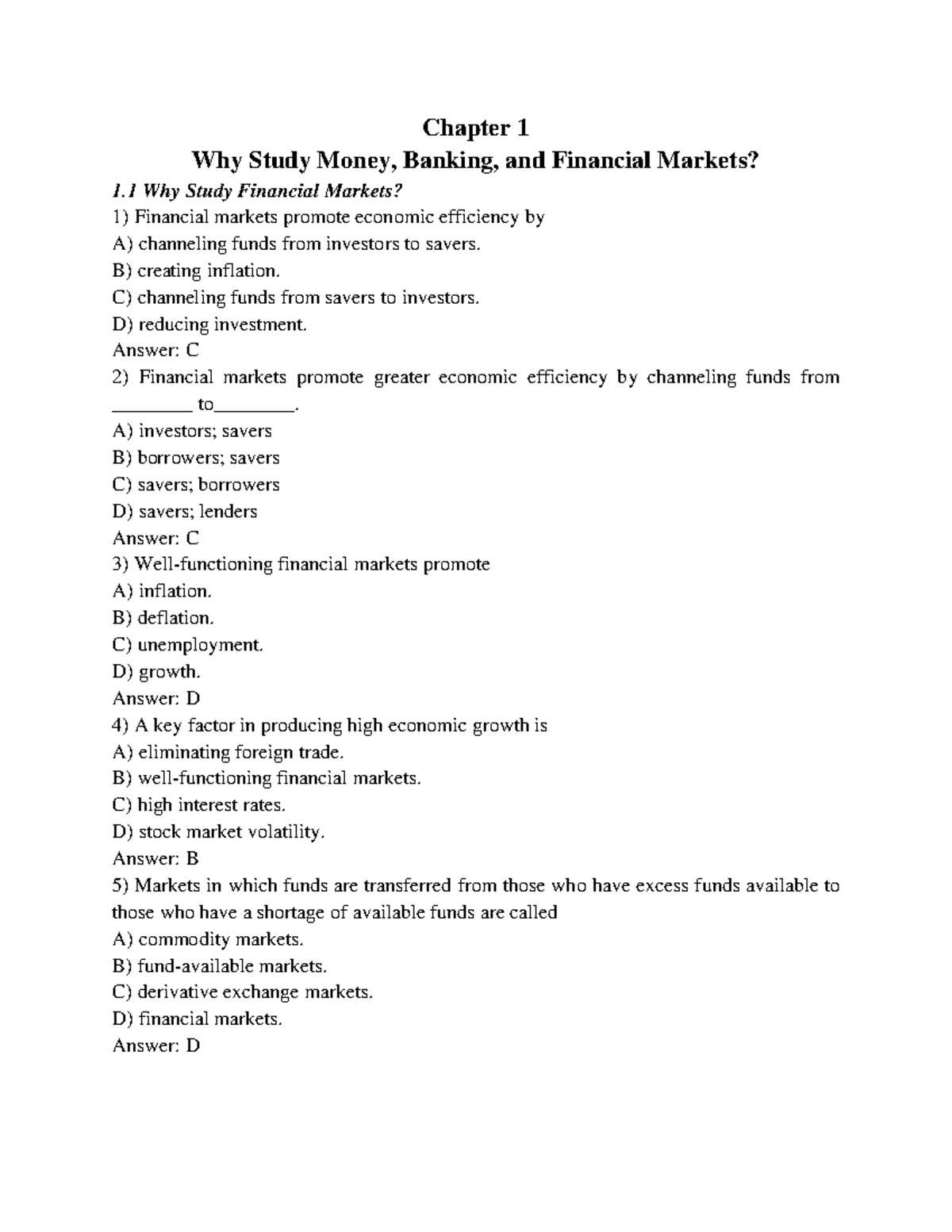 Trắc nghiệm[Frederic S. Mishkin] Economics of Money, Banking Chapter 1 Why Study Money