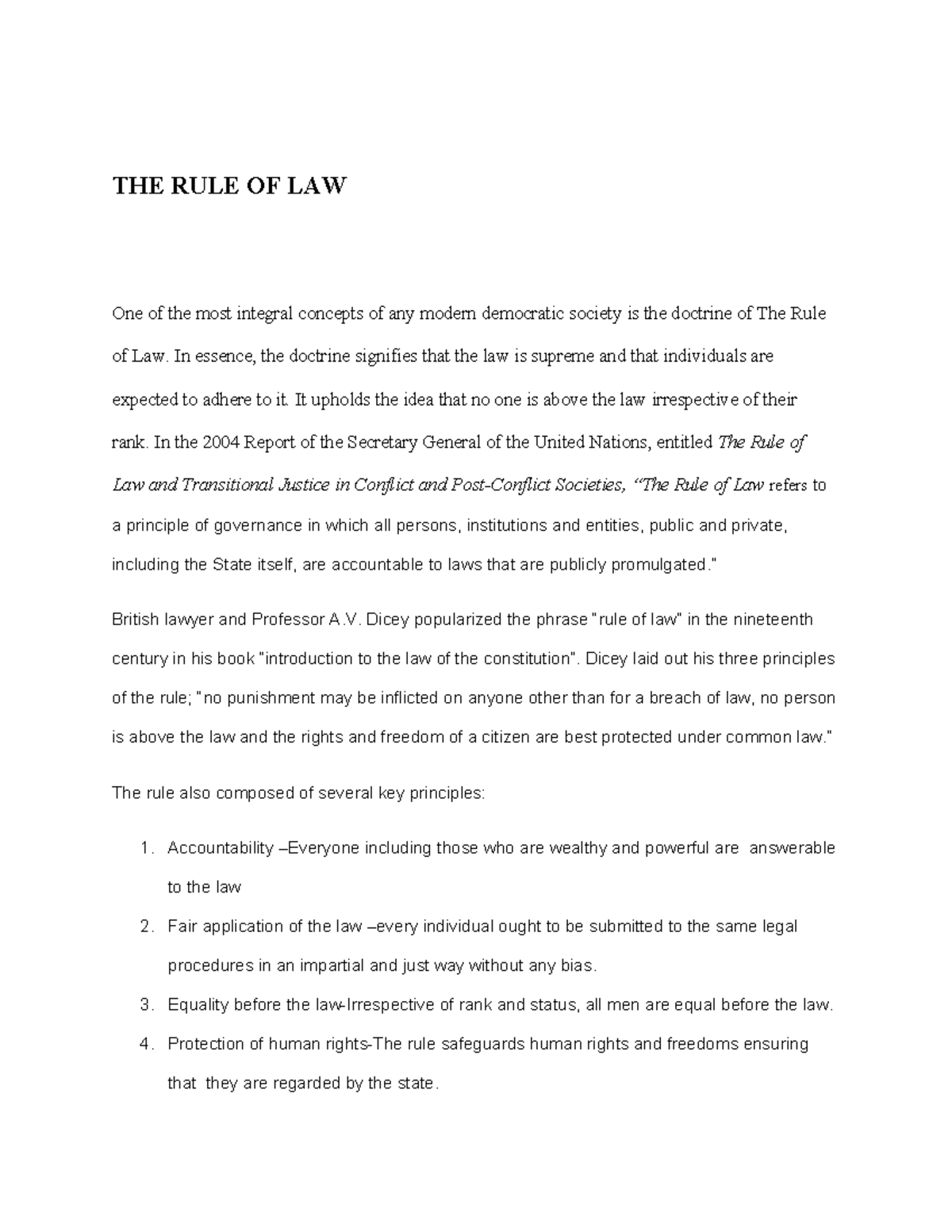 THE RULE OF LAW copy - The document entails notes on the rule of law ...