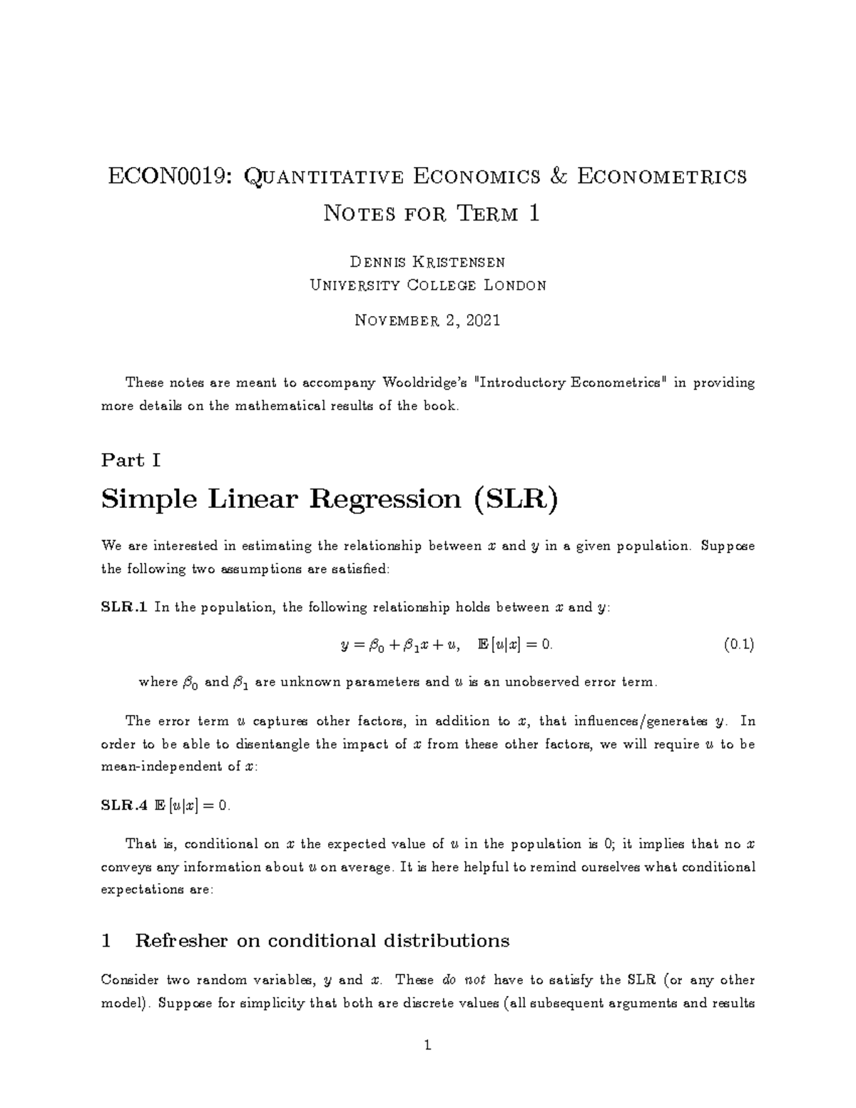 ECON0019-notes - ECON0019 Quantitative Economics & Econometrics Notes ...