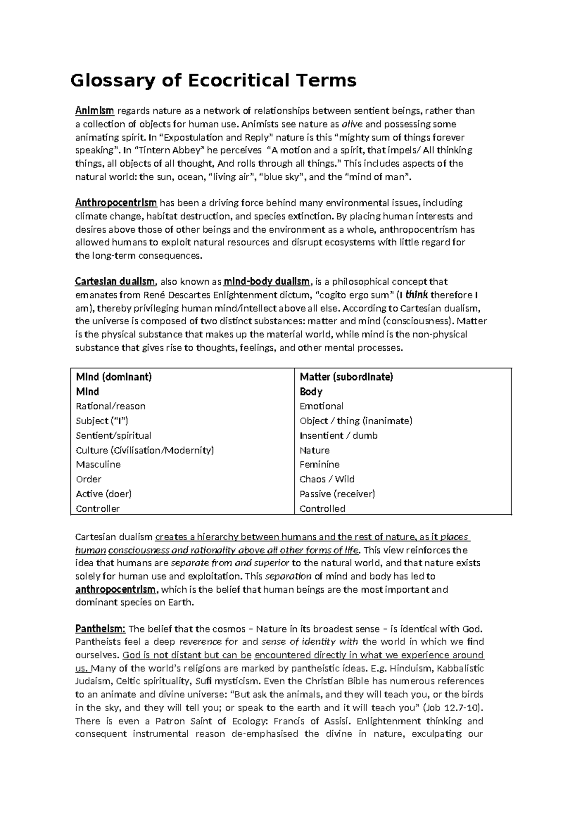 Glossary of Ecocritical Terms - Glossary of Ecocritical Terms Animism ...