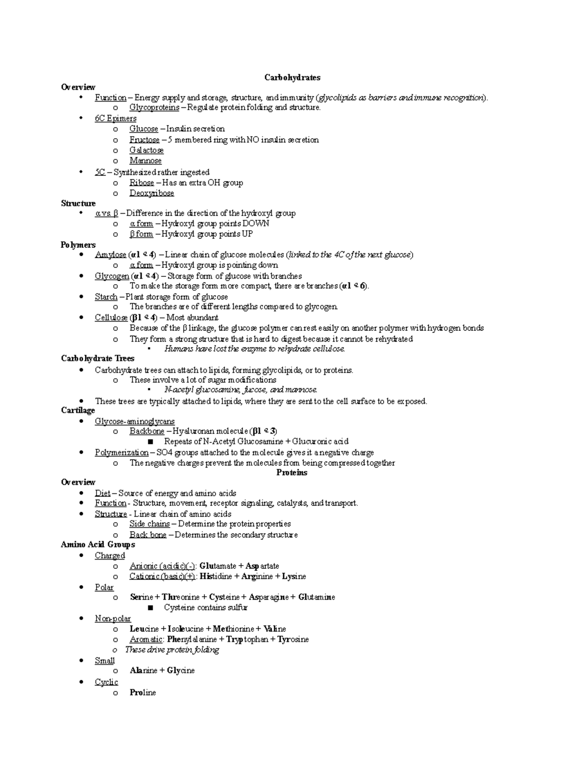 Introduction to Medical Biochemistry - Carbohydrates Overview Function ...