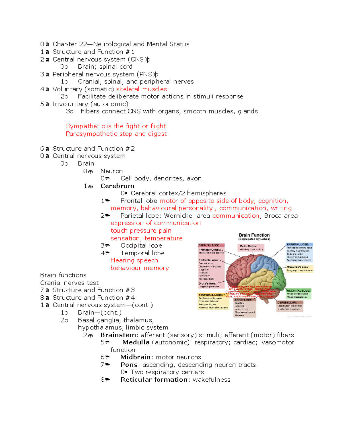 Health assessment Notes final exam - 0 Chapter 22—Neurological and ...