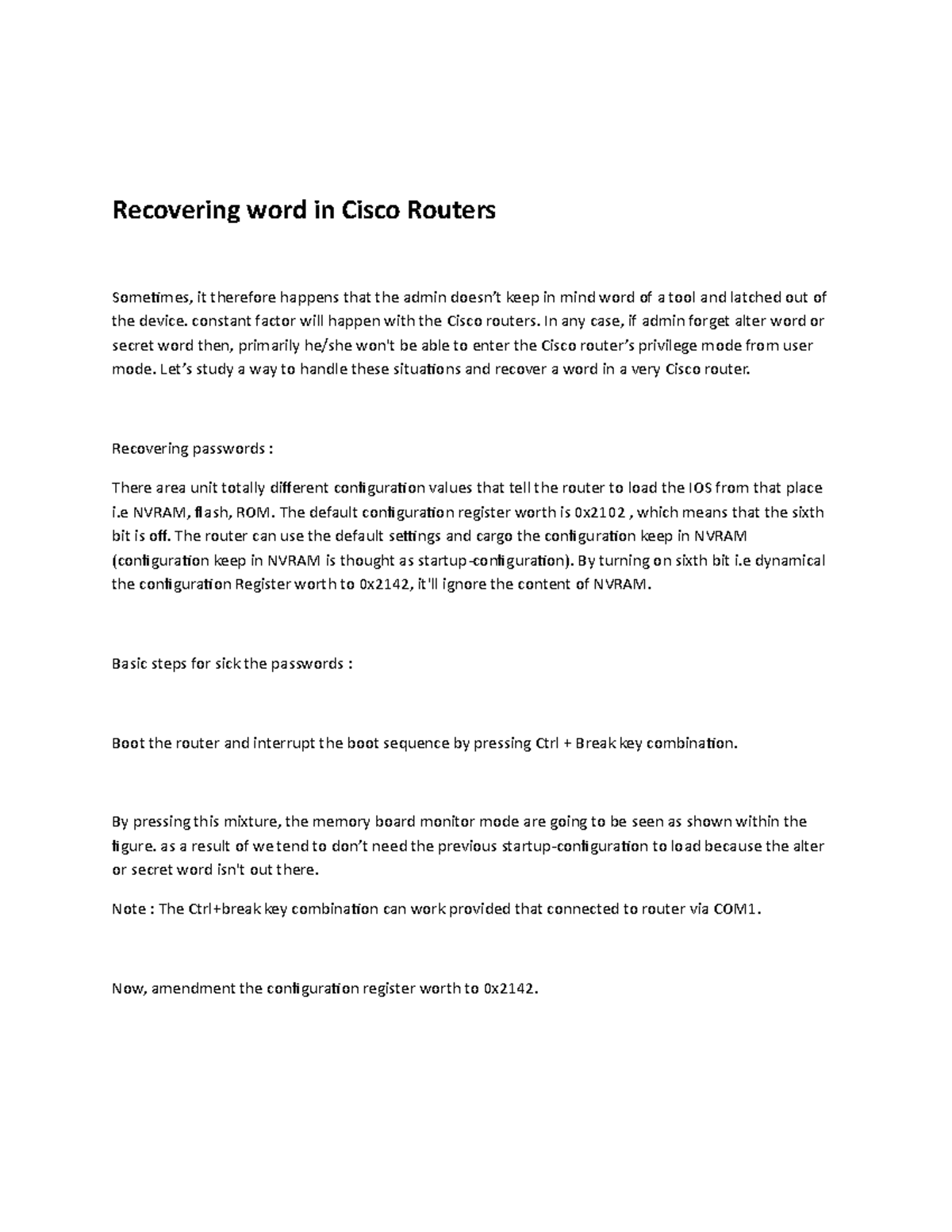 Recovering word in Cisco Routers - Recovering word in Cisco Routers ...