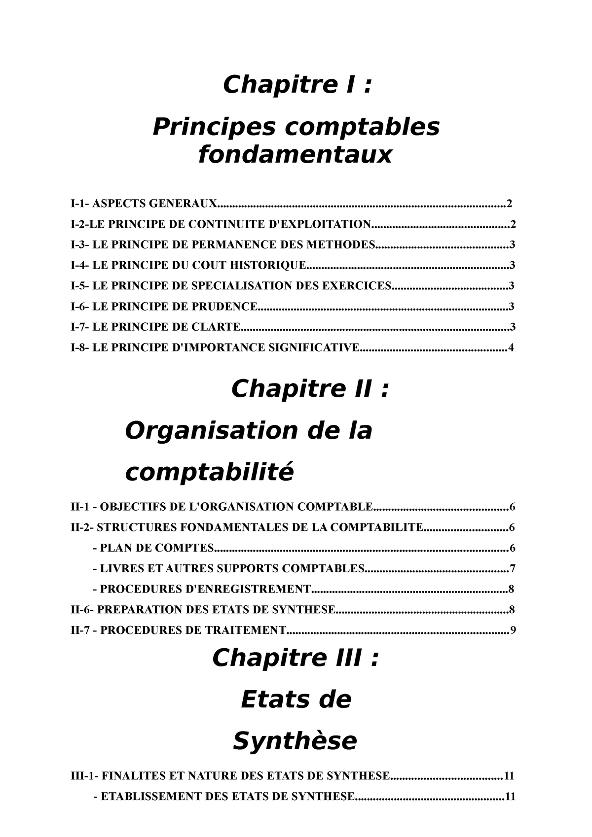 Principe Comptable - Chapitre I : Principes Comptables Fondamentaux I-1 ...