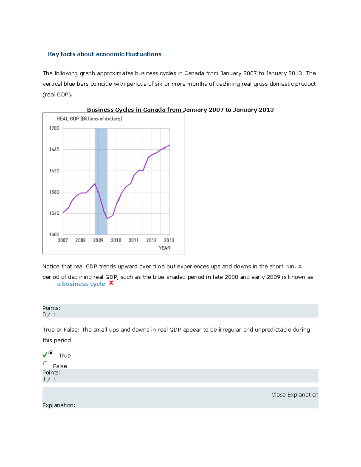 Assignment Key Facts About Economic Fluctuations The Following Graph Approximates Business