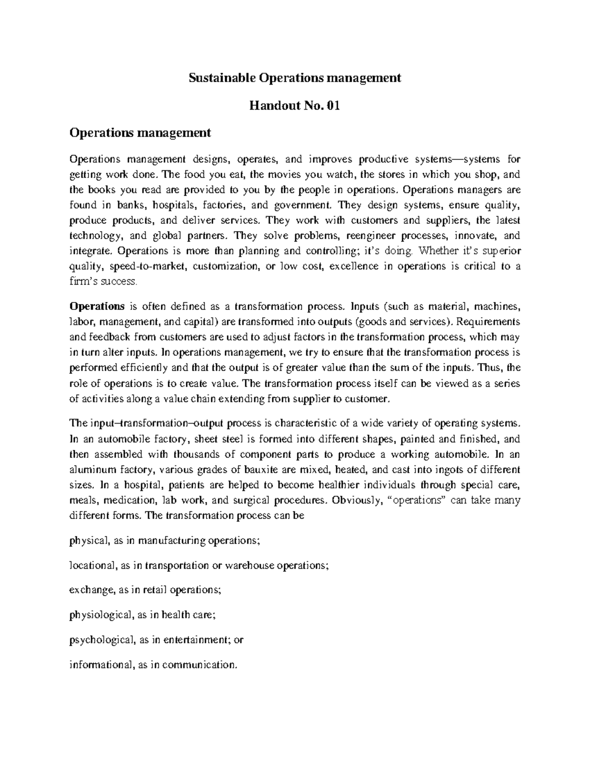 SOM Handout No 01 - okdghrdfhfdhfg - Sustainable Operations management ...