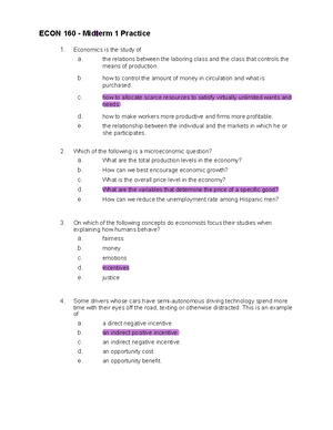 Blank Microeconomics Questions For Exam Practice - MICRO Questions ...