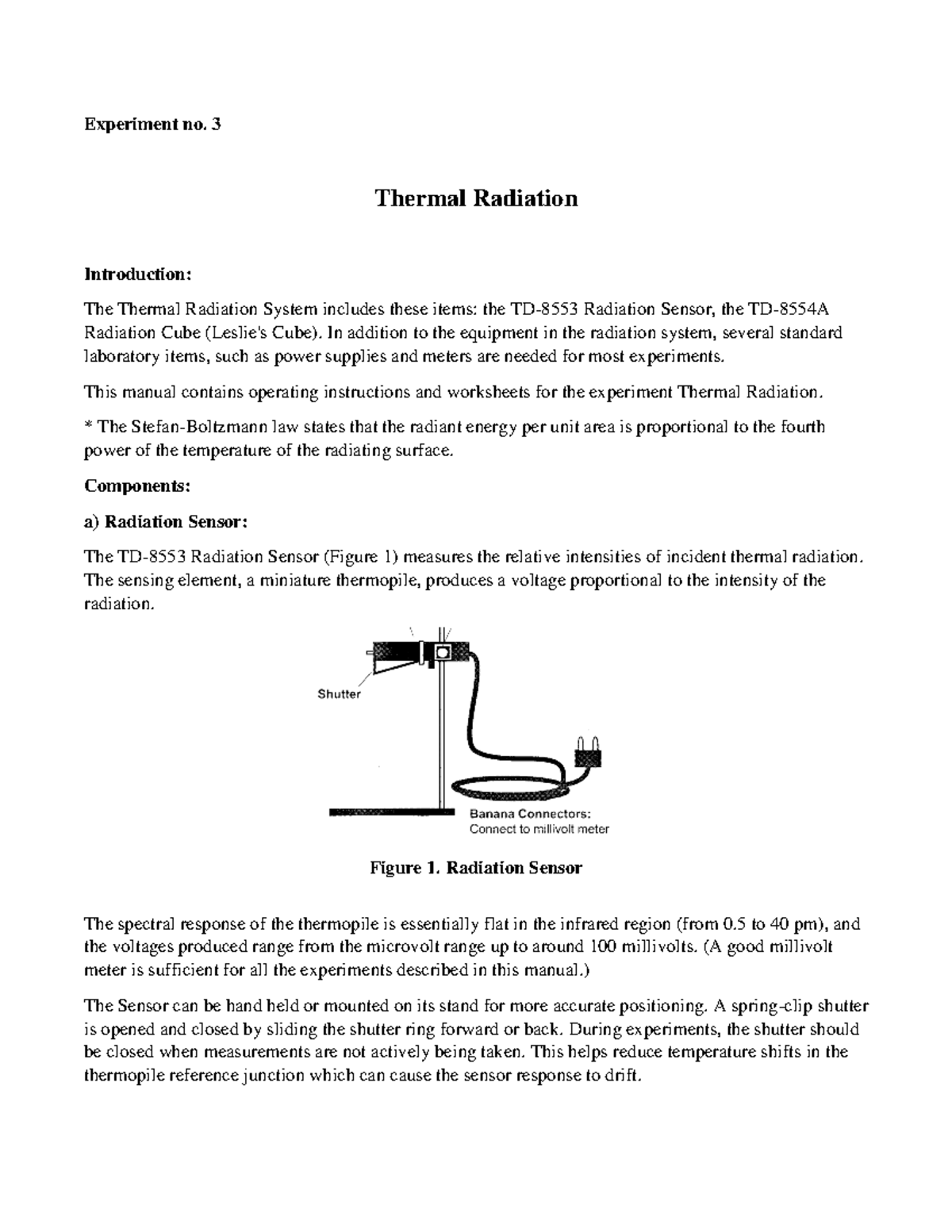 thermal radiation experiment lab report