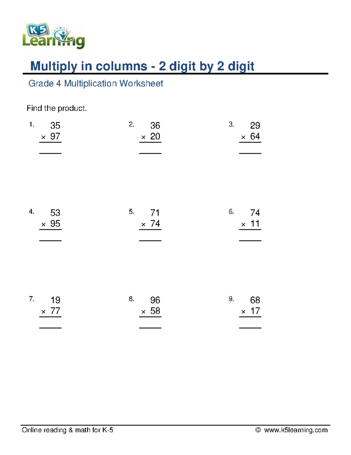 Grade 4 multiply columns 2 digit 2 digit a - Principles and Strategies ...