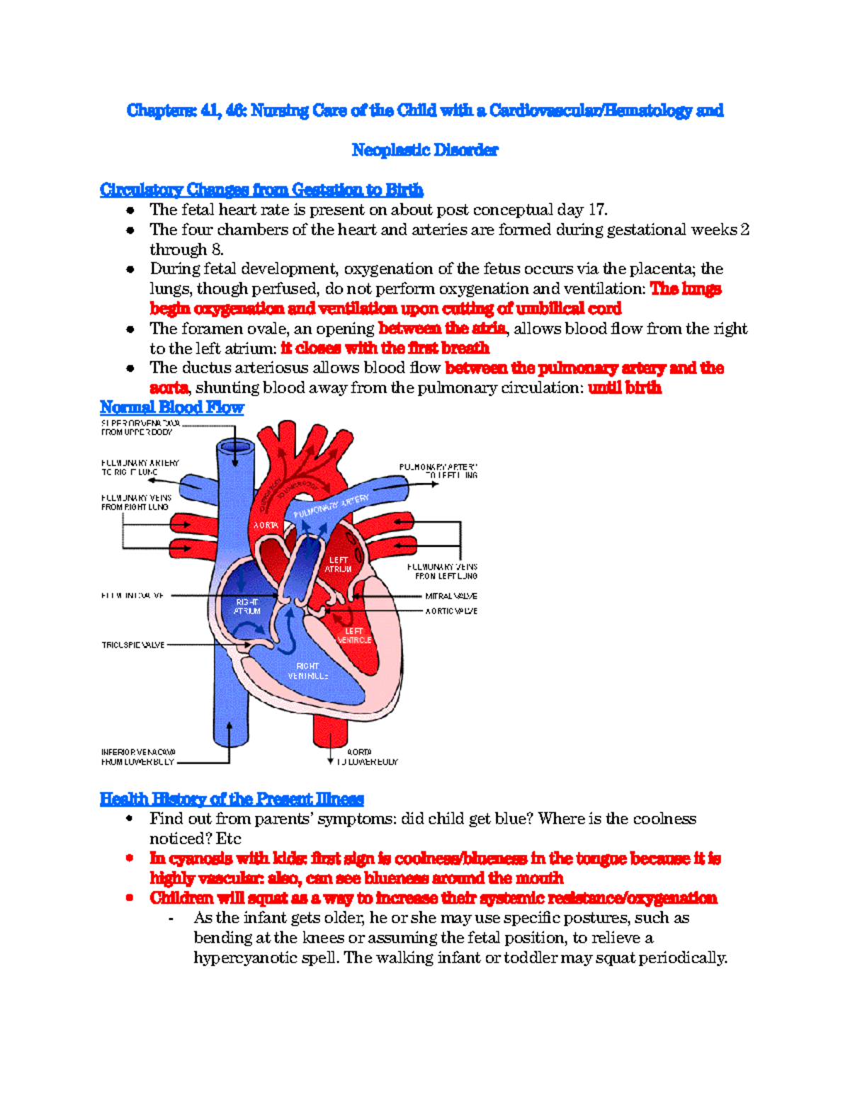 Nursing Care of the Child with a Cardiovascular - Chapters: 41, 46 ...