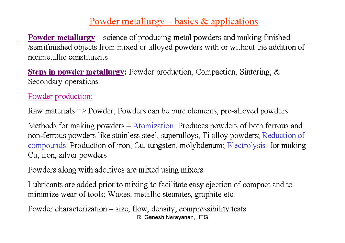 Powdermetallurgy - Powder Metallurgy Basics Applications Powder ...