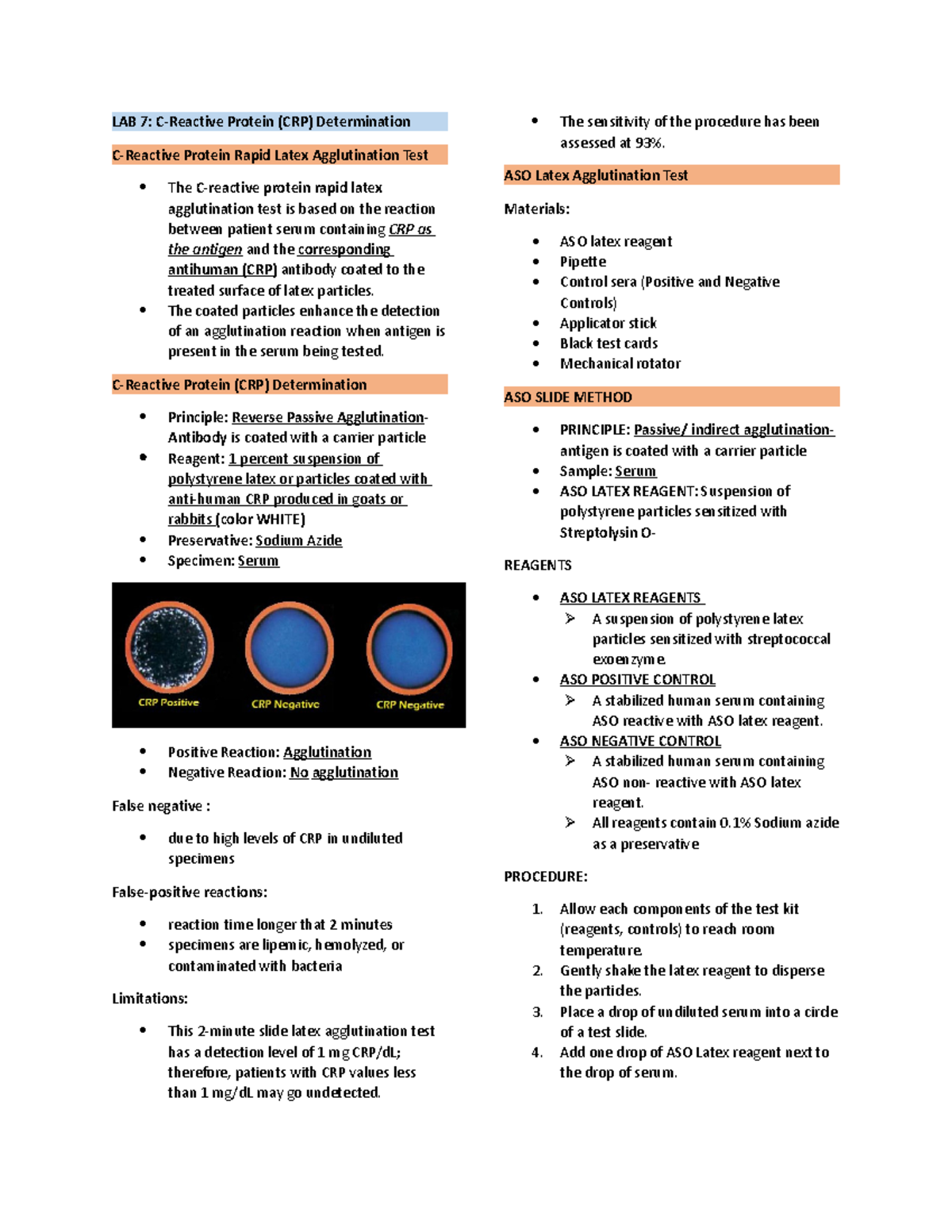 IMSELAB laboratory notes LAB 7 CReactive Protein (CRP) Determination CReactive Protein