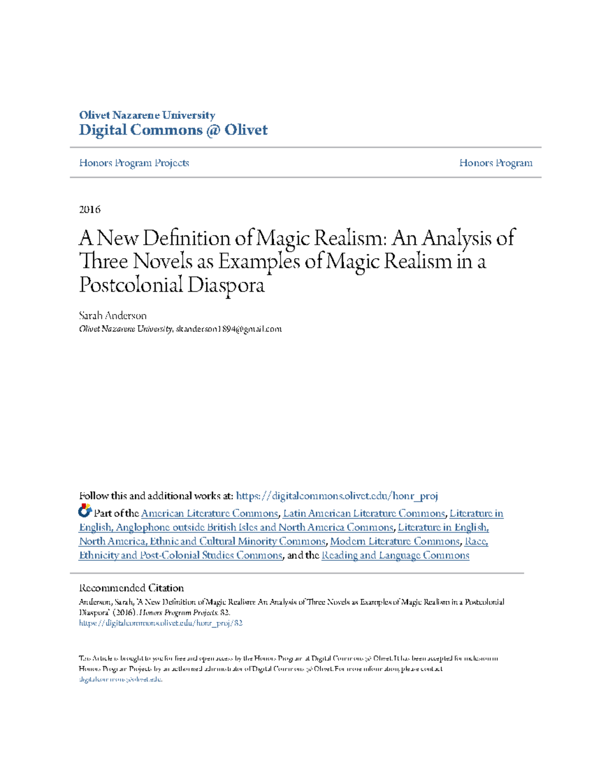 A New Definition of Magic Realism An Analysis of Three Novels as ...