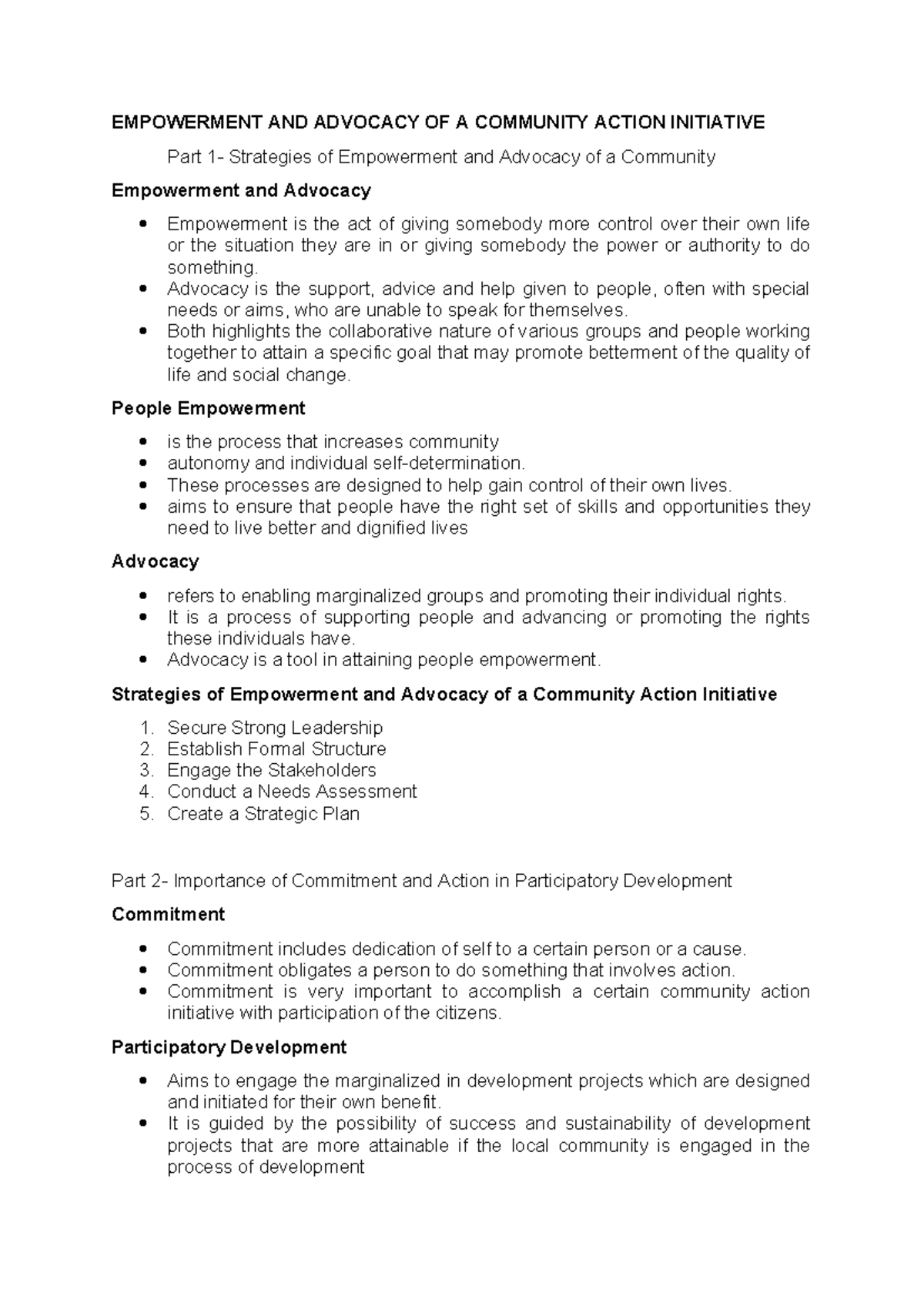 Community empowerment and advocacy - EMPOWERMENT AND ADVOCACY OF A ...