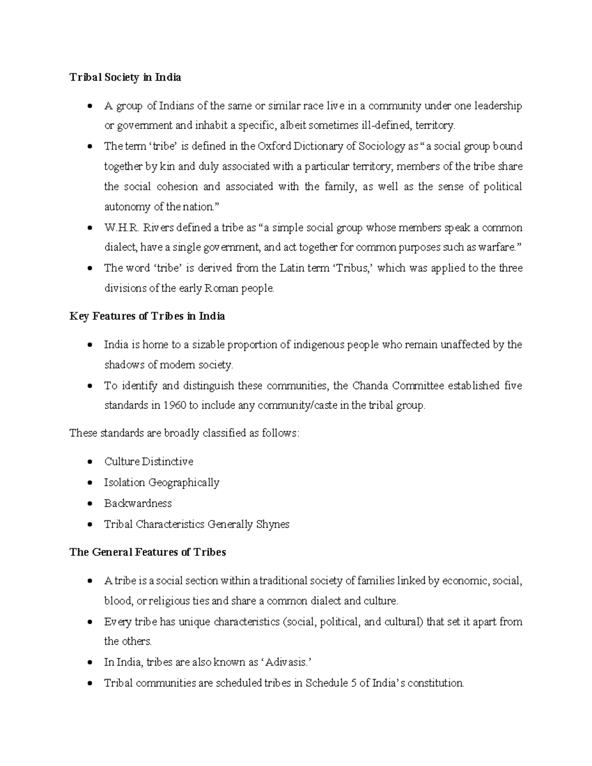 Tribal Society in India The term 8 tribe 9 is defined in the Oxford