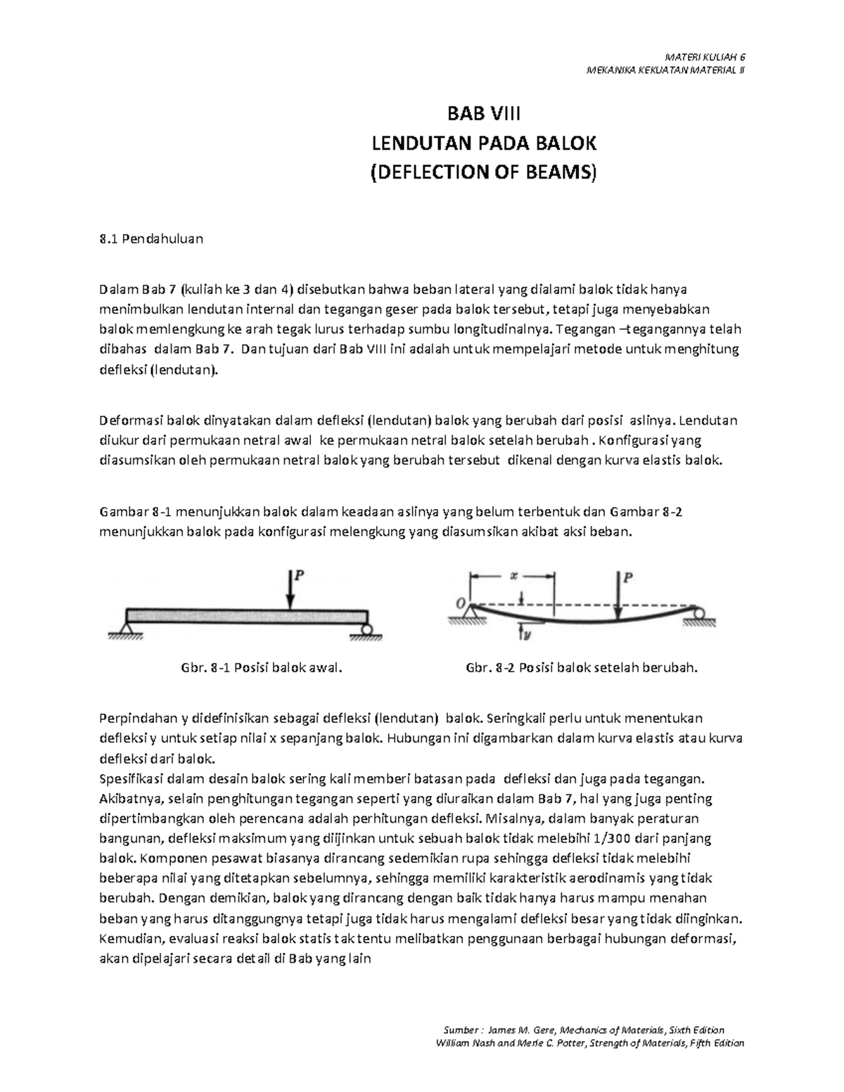 MKM2 Kuliah 6 - MEKANIKA KEKUATAN MATERIAL II Sumber : James M. Gere ...