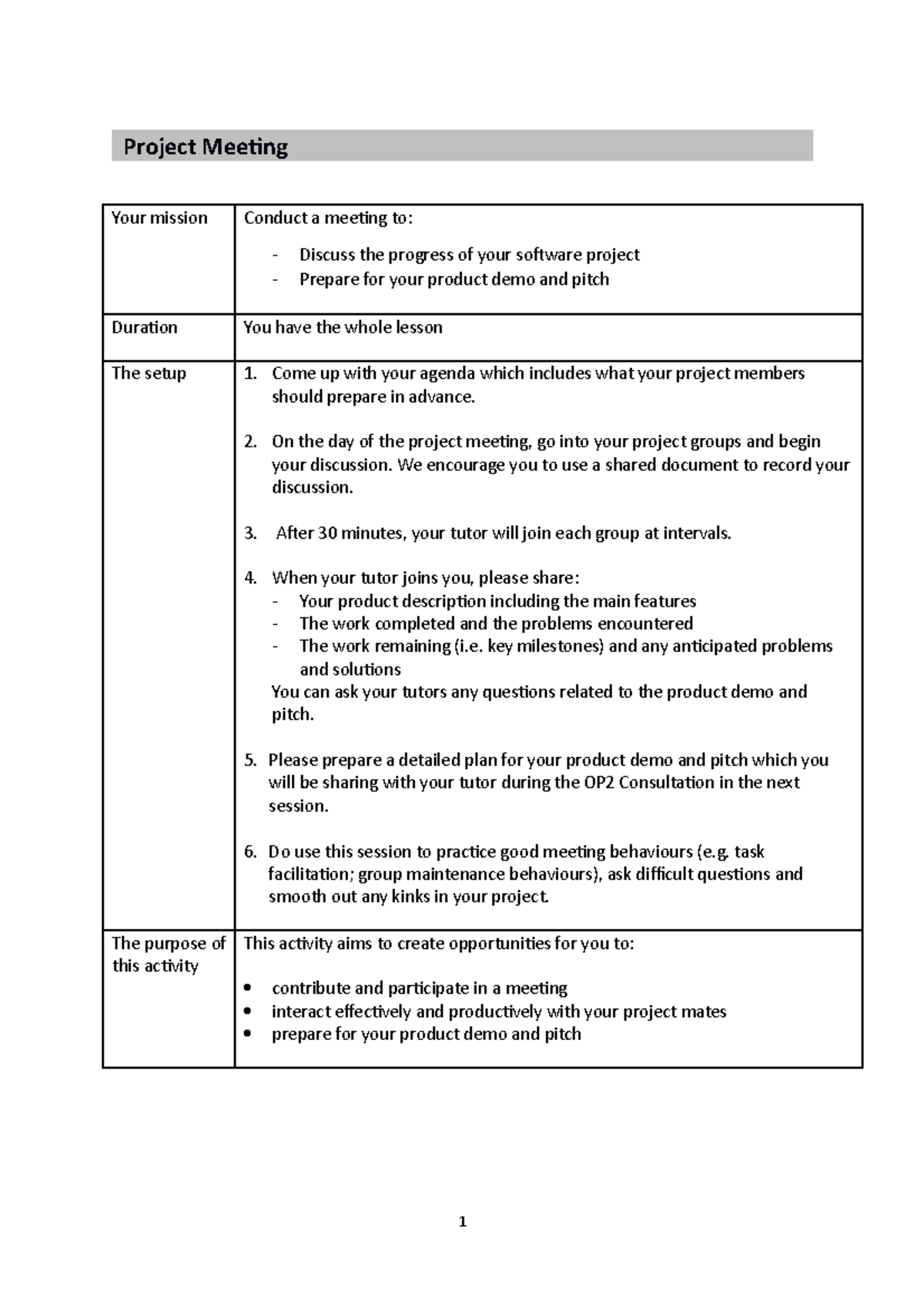 9.2 Project Meeting Activity - Project Meeting Your Mission Conduct A ...