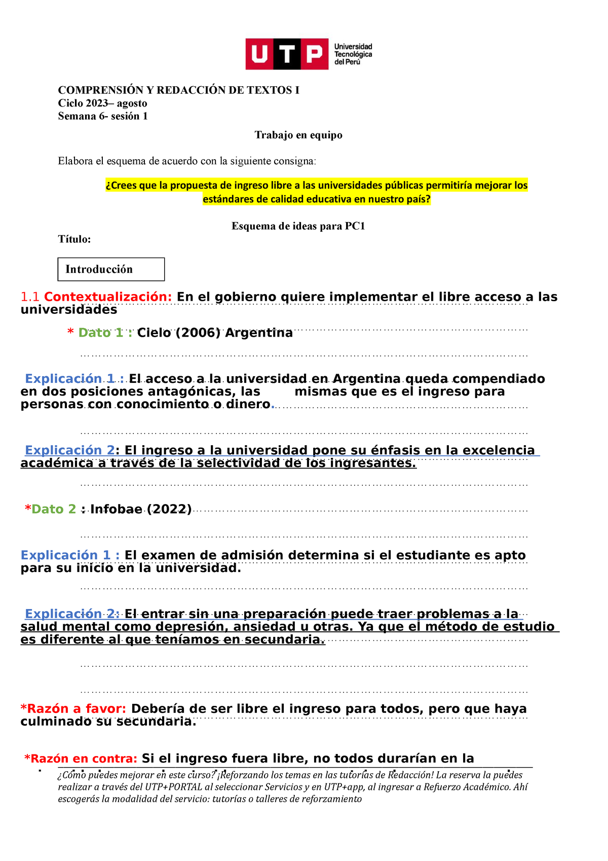 Esquema S6 - Ojala Te Ayude - COMPRENSIÓN Y REDACCIÓN DE TEXTOS I Ciclo ...