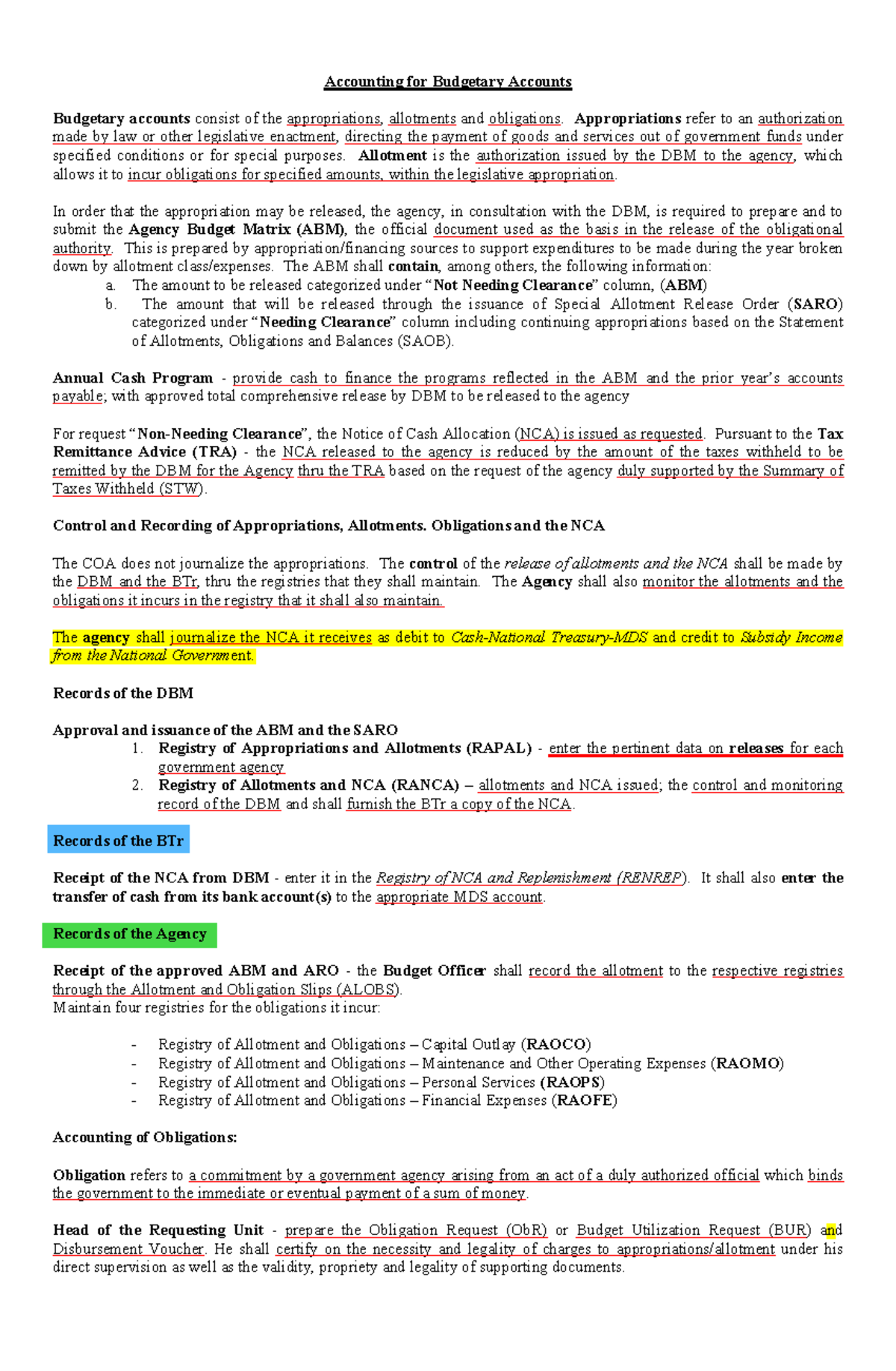 Accounting for Budgetary Accounts - Accounting for Budgetary Accounts ...