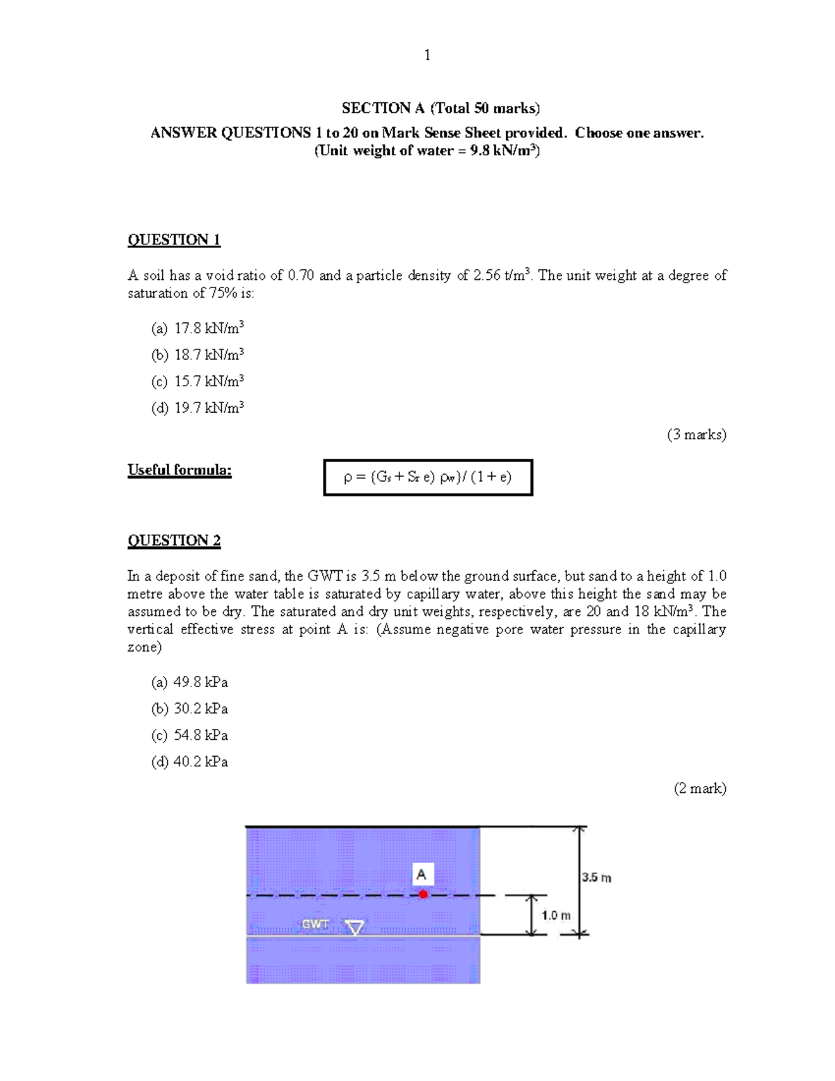 EGB373 - Exam Sample Paper - SECTION A (Total 50 Marks) ANSWER ...