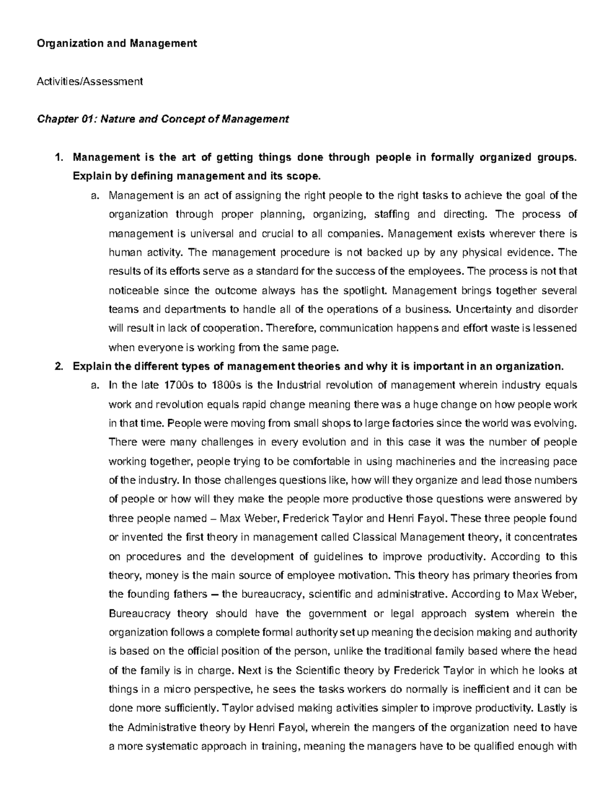 Organization and Management-chp1,3,5 - Organization and Management ...