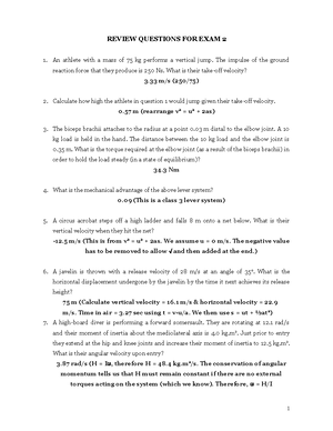 Review+Exam+2+-+Answers - REVIEW QUESTIONS FOR EXAM 2 An athlete with a ...