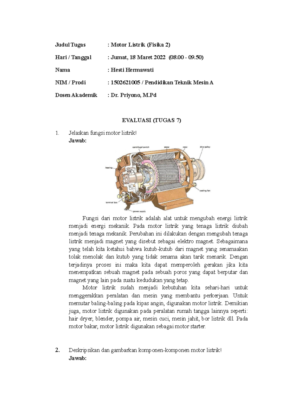 Tugas 7 Fisika 2 Hesti Hermawati 1502621005 - Judul Tugas : Motor ...