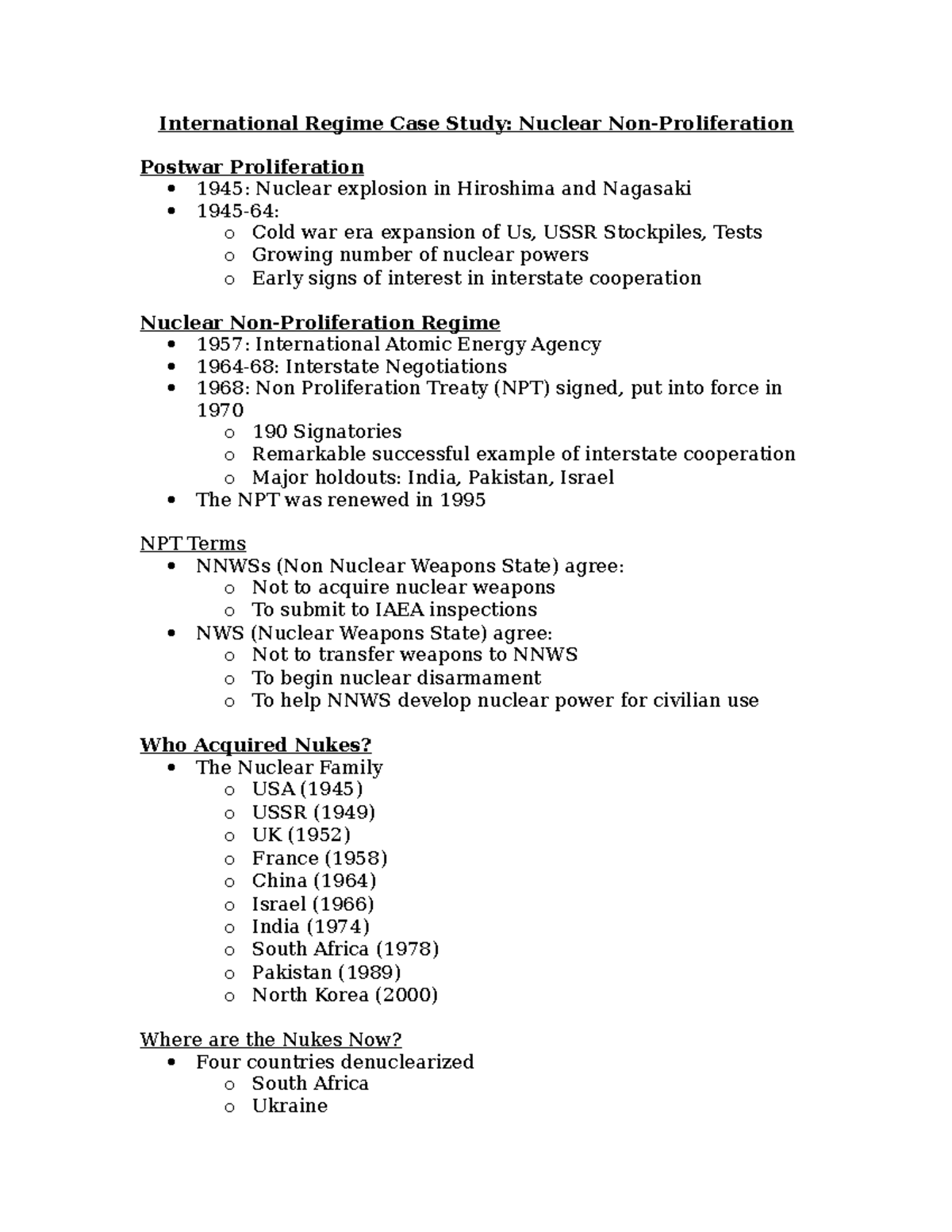 International Regime Case Study Studocu