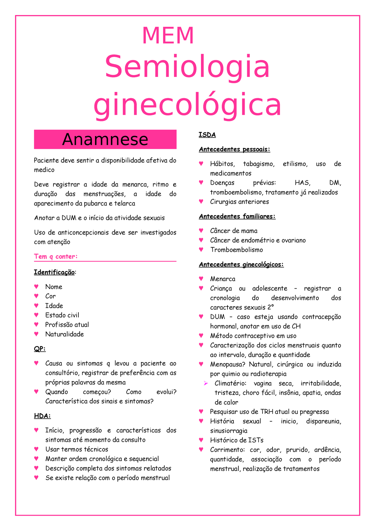 Anamnese Completa PDF, PDF, Menstruação