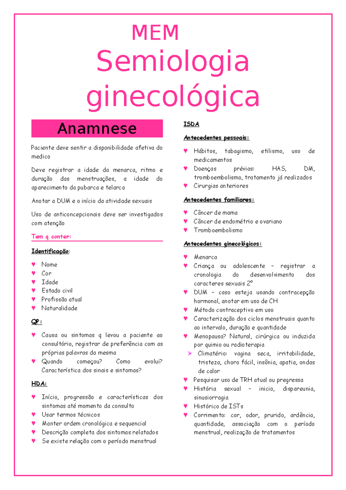 Anamnese Completa PDF, PDF, Menstruação