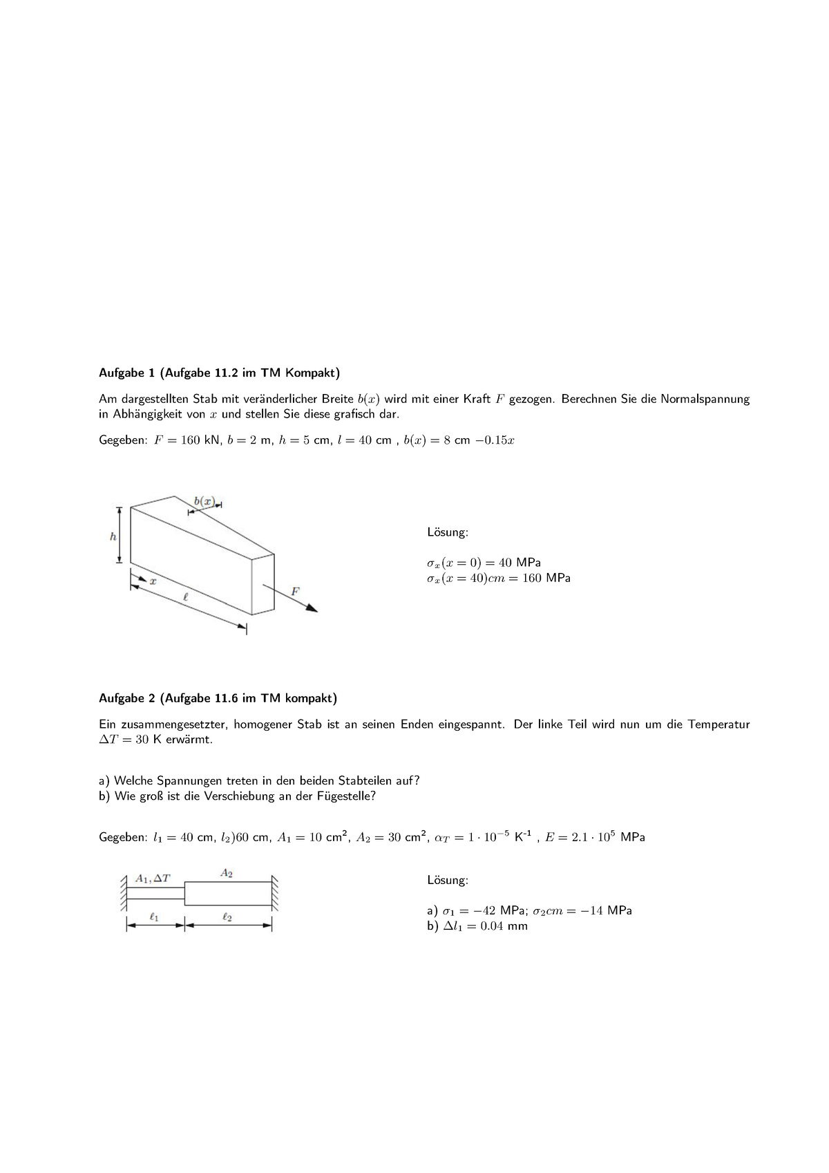 Tuttoriumsaufgaben - Tutorium Aufgaben - Institut Für Baumechanik Und ...