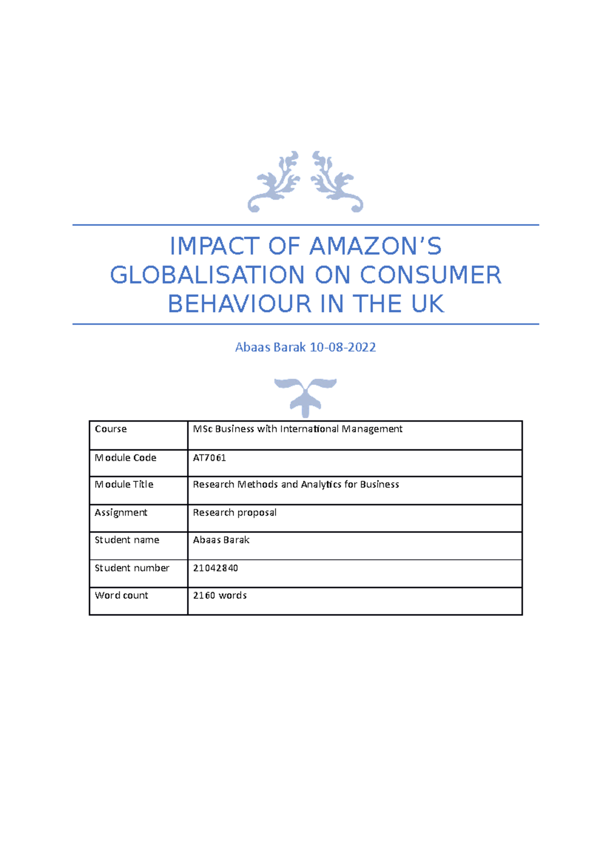 Resit AB Amazon - IMPACT OF AMAZON’S GLOBALISATION ON CONSUMER ...