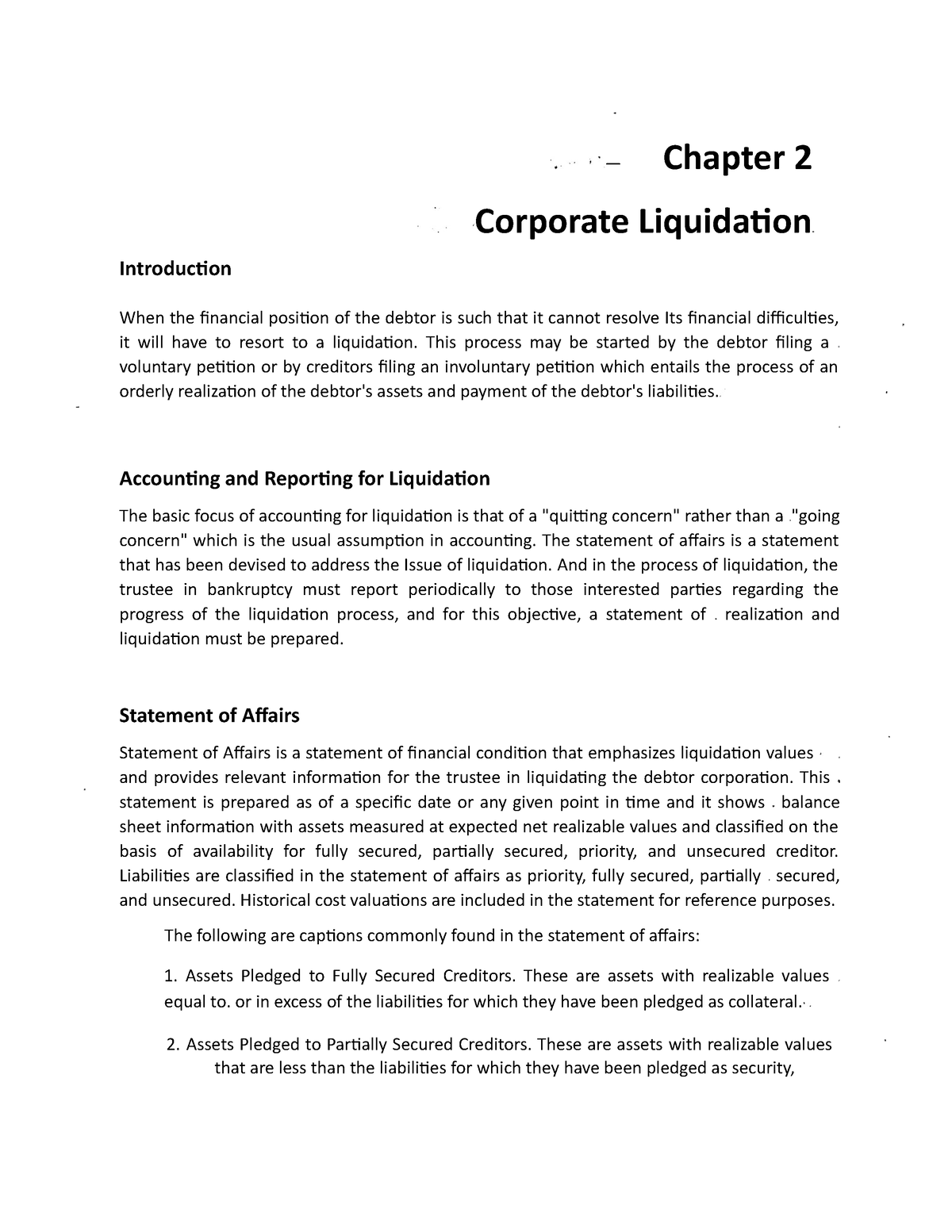 essay on liquidation of a company