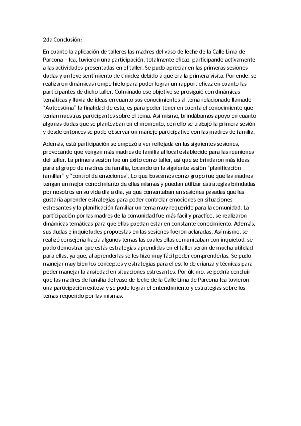 2da Conclusión del ensayo del estado constitucional del peru docx - 2da ...