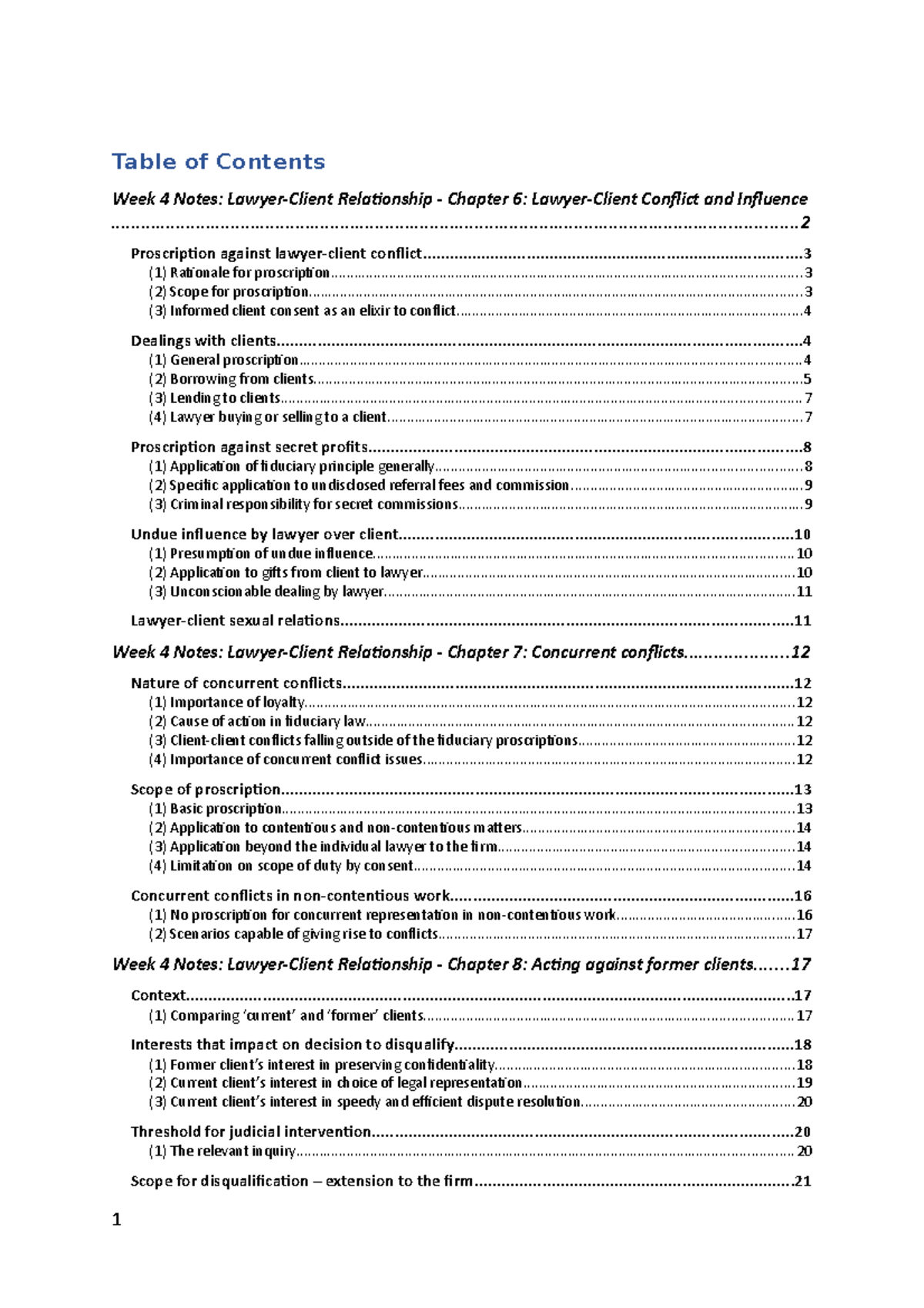 ALL Ethics Exam Notes - Table of Contents - Studocu