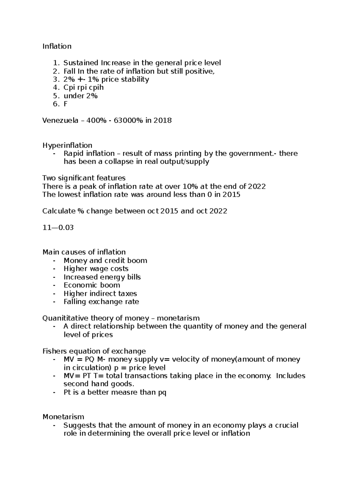 Inflation - Inflation 1. Sustained Increase in the general price level ...