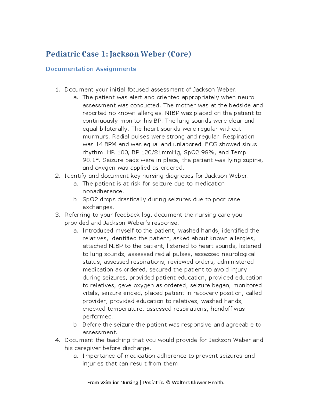 Jackson Weber vSim - Pediatric Case 1: Jackson Weber (Core ...