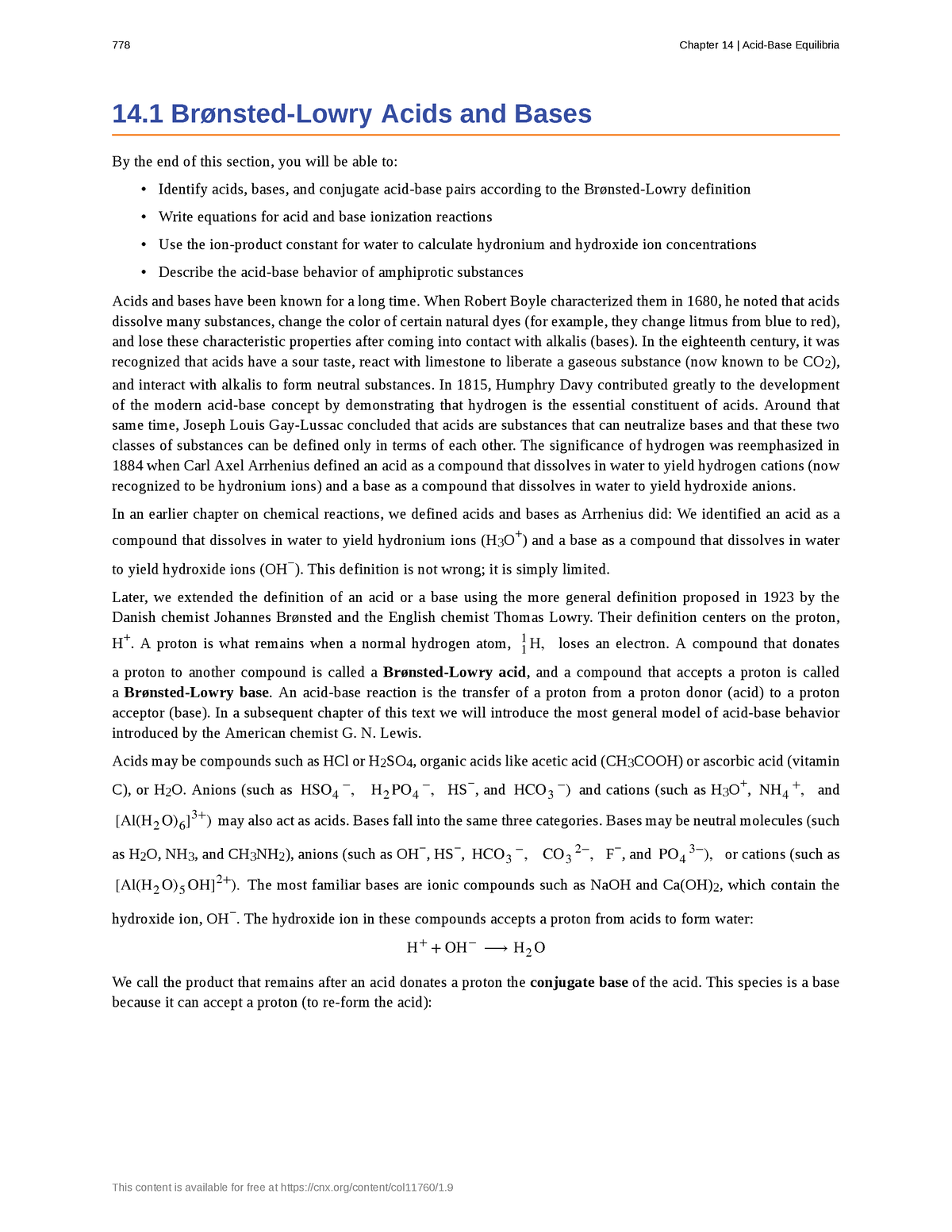 Acids And Bases Unit 7 14 Brønsted Lowry Acids And Bases By The End Of This Section You 0714