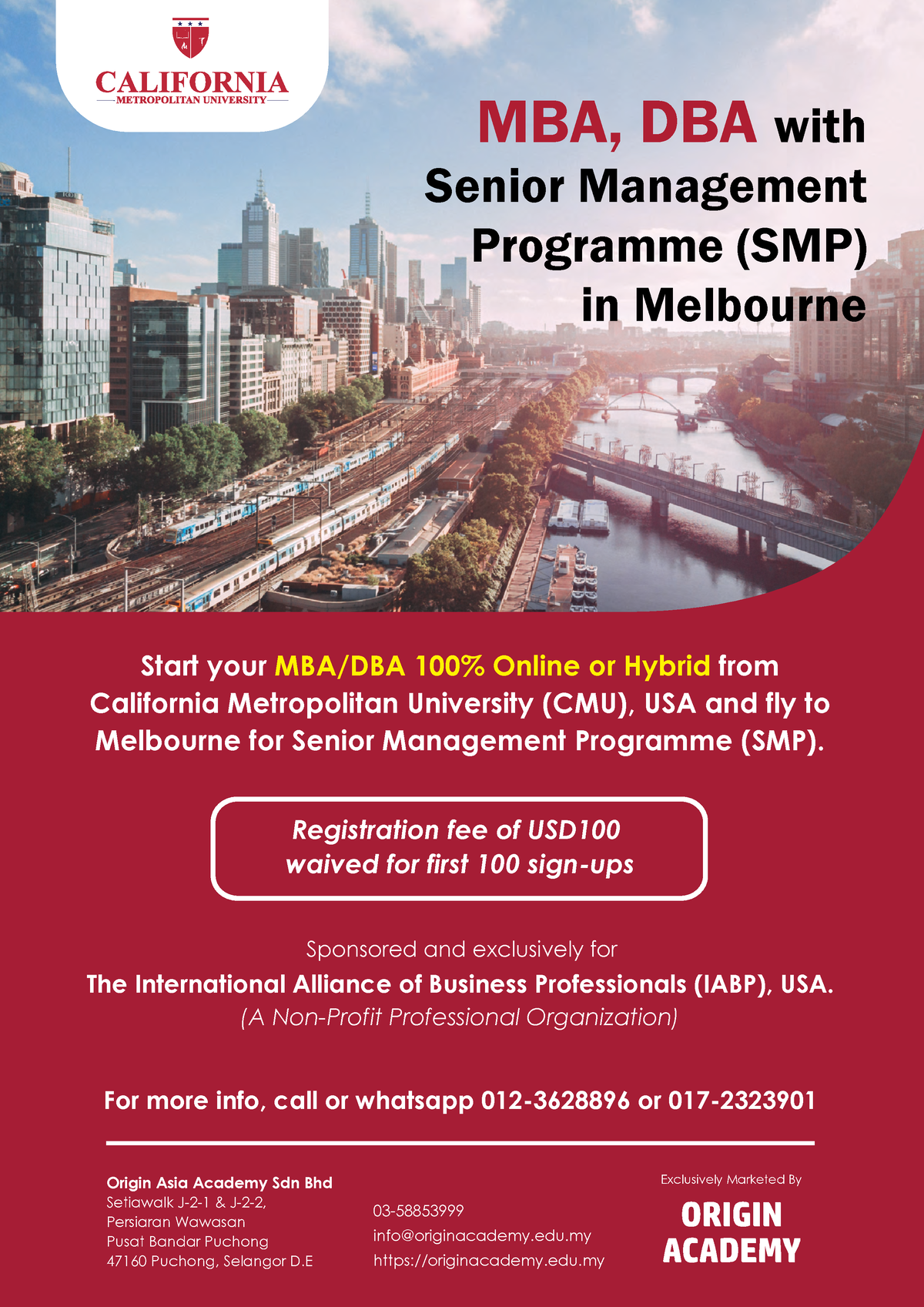 MelbourneCMU DBA MBA Informative Discussion Origin Asia Academy Sdn