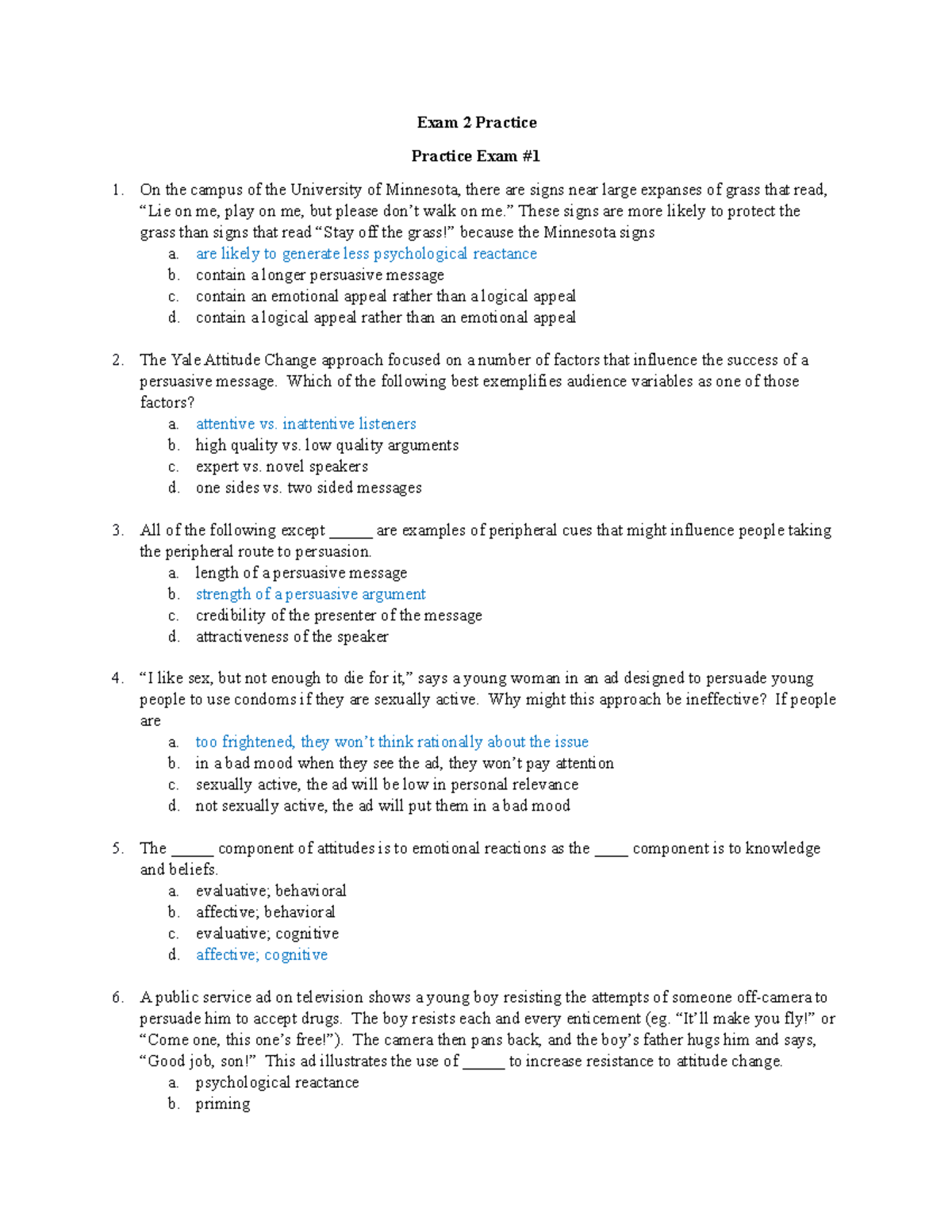 Social Psychology Exam 2 Practice Psyc 145 Social - 