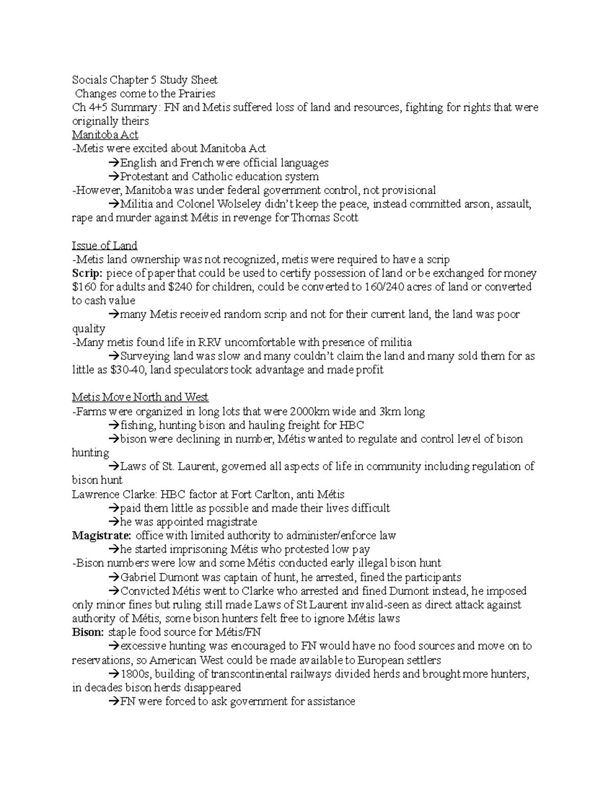 Socials Chapter 5 Study Sheet - Socials Chapter 5 Study Sheet Changes ...