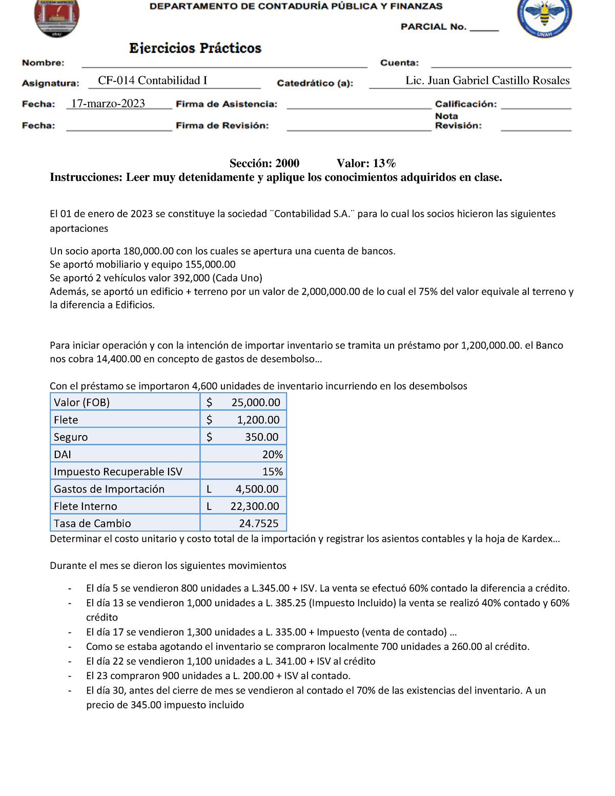 Tarea 2do Parcial III-PAC 2023 - Contabilidad I - CF- 014 Contabilidad ...