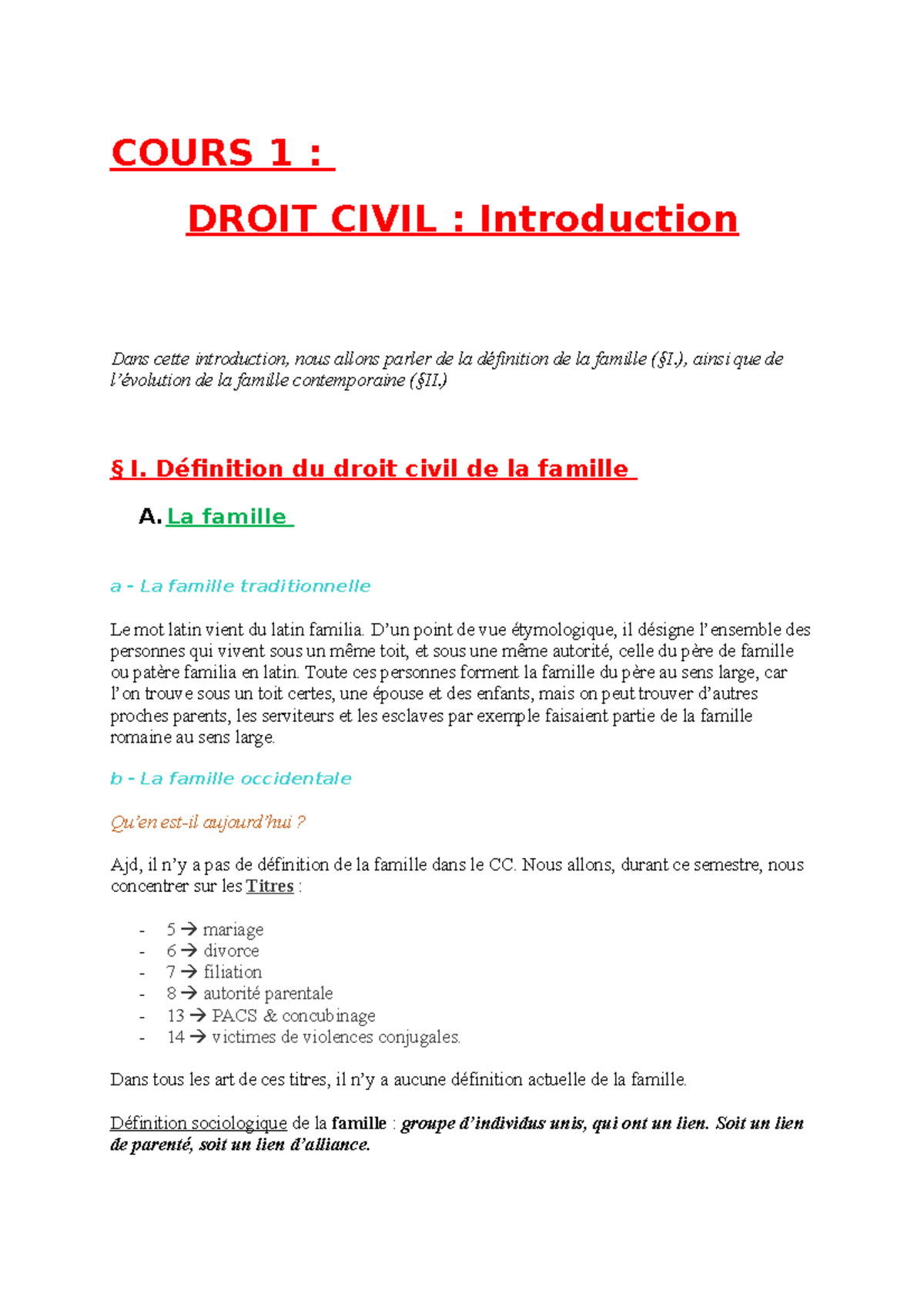 Cours 1 Droit Civil - Intro - COURS 1 : DROIT CIVIL : Introduction Dans ...