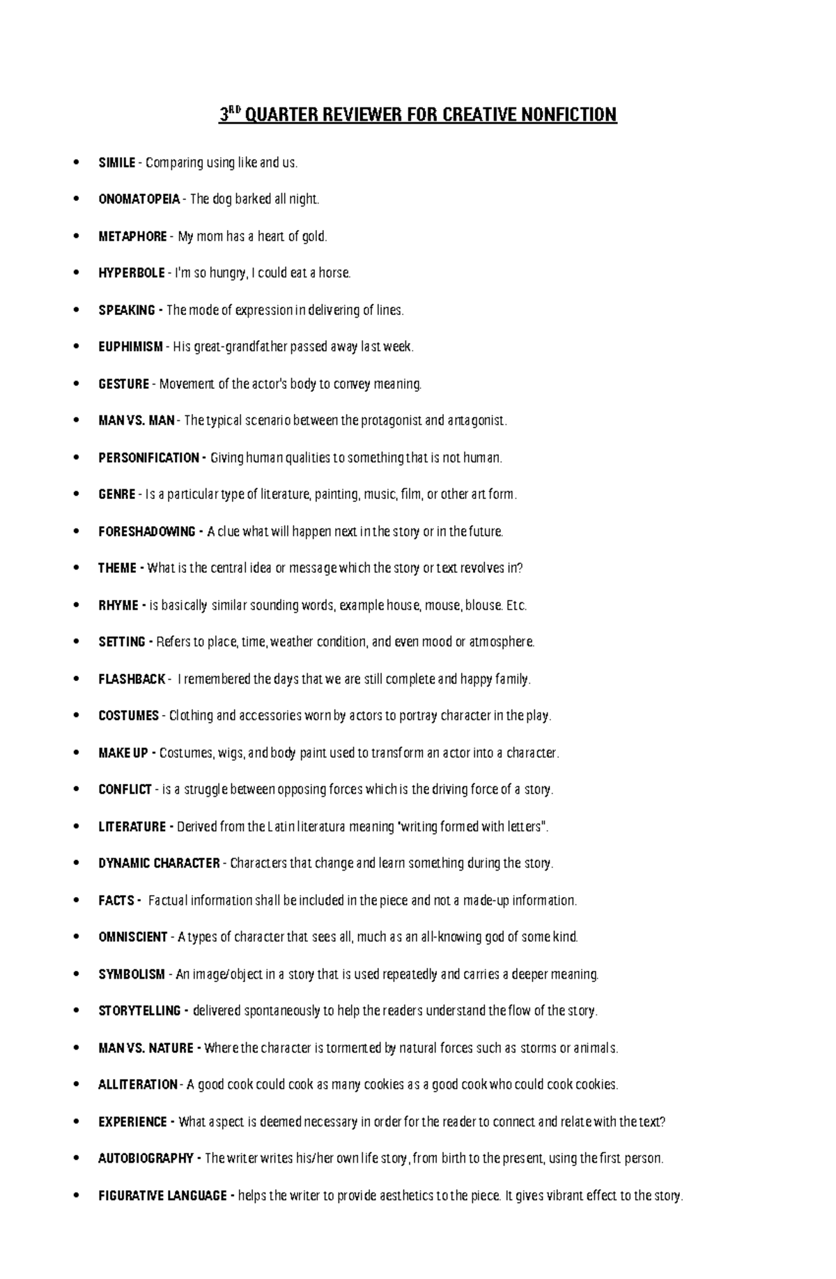 3RD Quarter Reviewer FOR Creative Nonfiction - 3 RD QUARTER REVIEWER ...