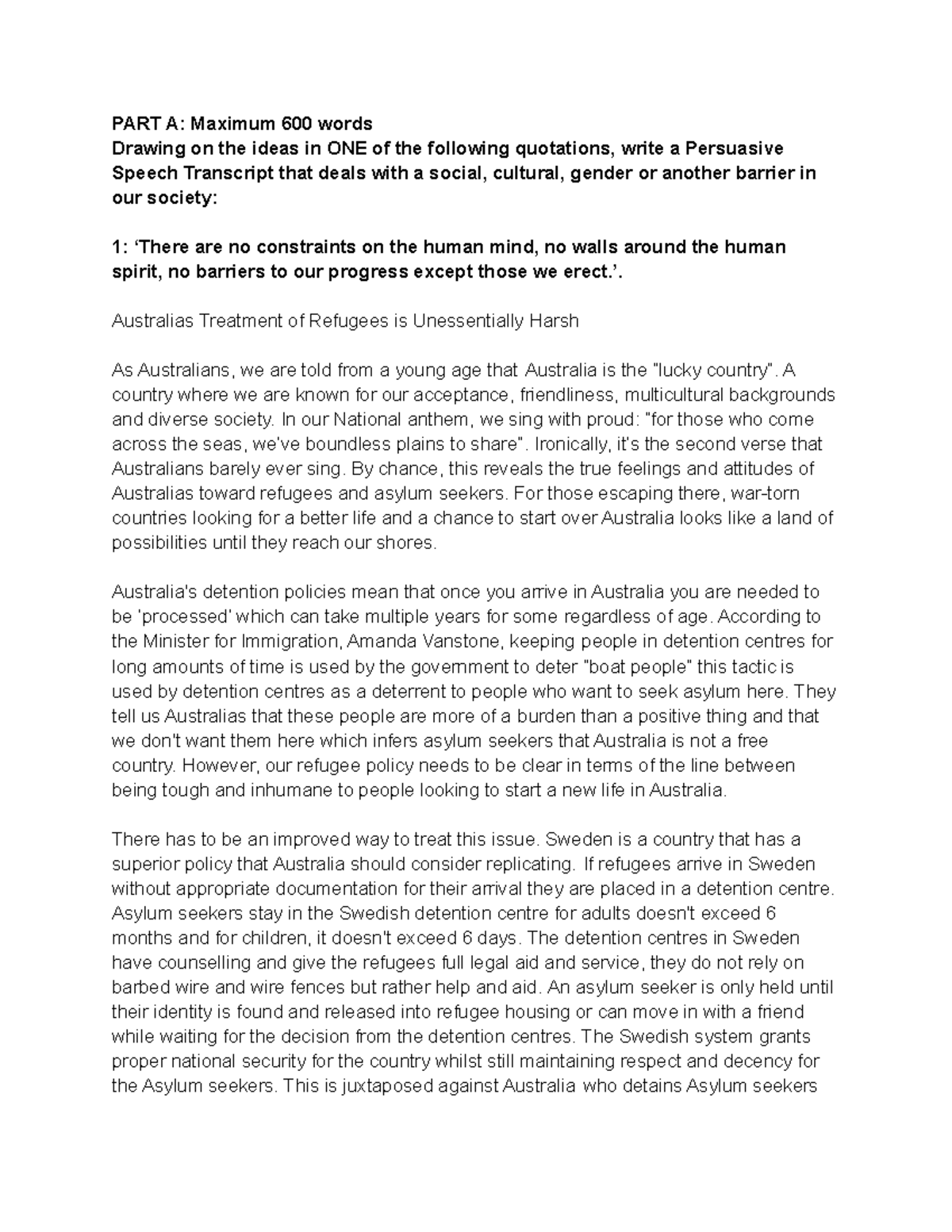 English Assignment - N VKLN FV - PART A: Maximum 600 words Drawing on ...